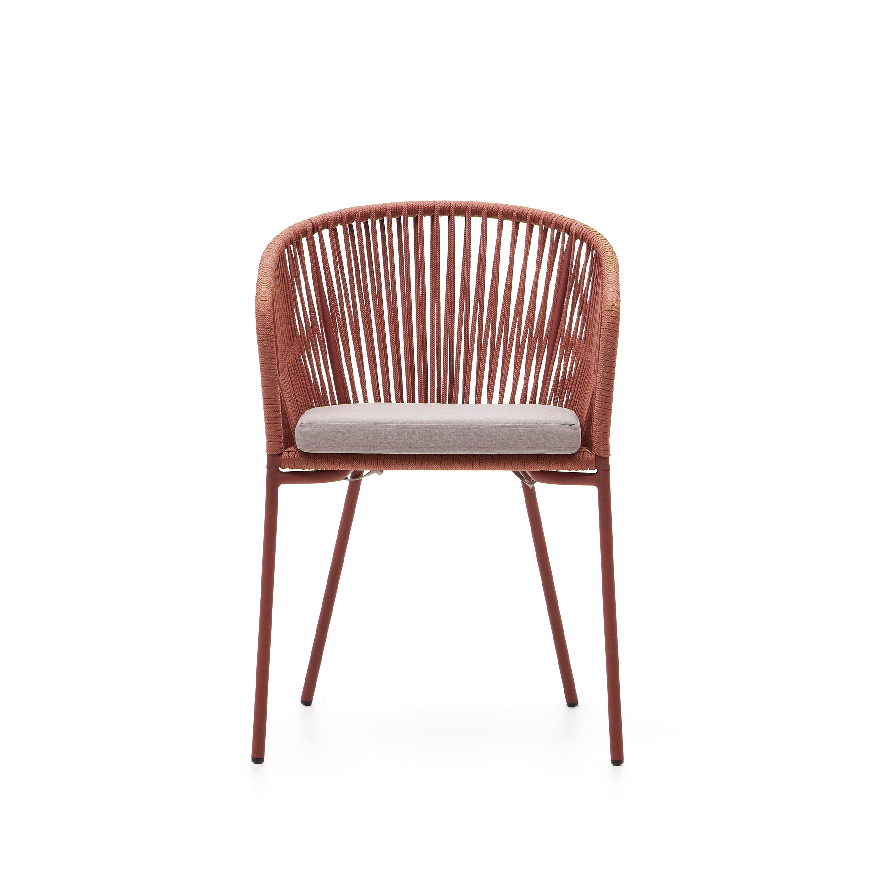 Yanet terracotta rope chair with galvanised steel legs - Product Image