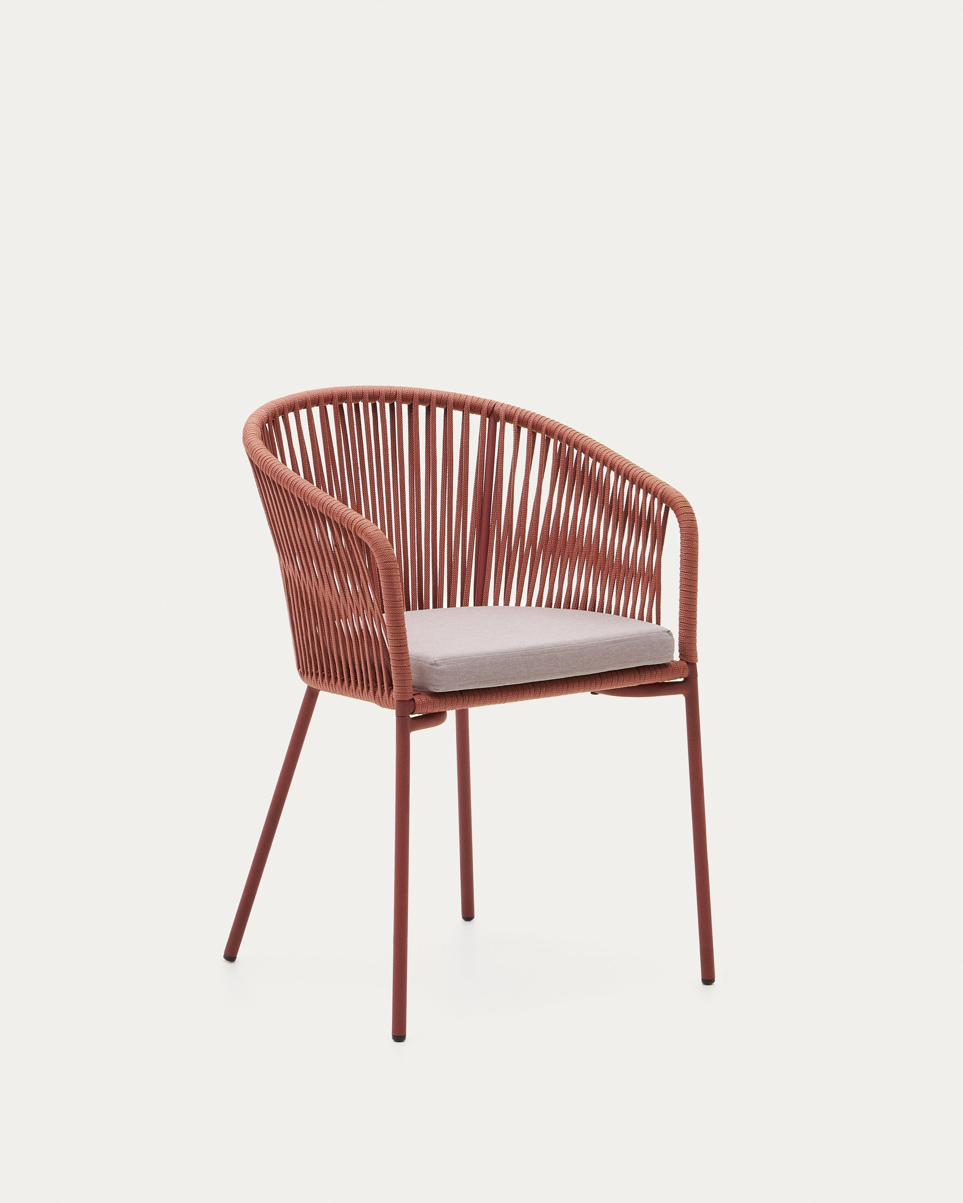 Yanet terracotta rope chair with galvanised steel legs - Product View
