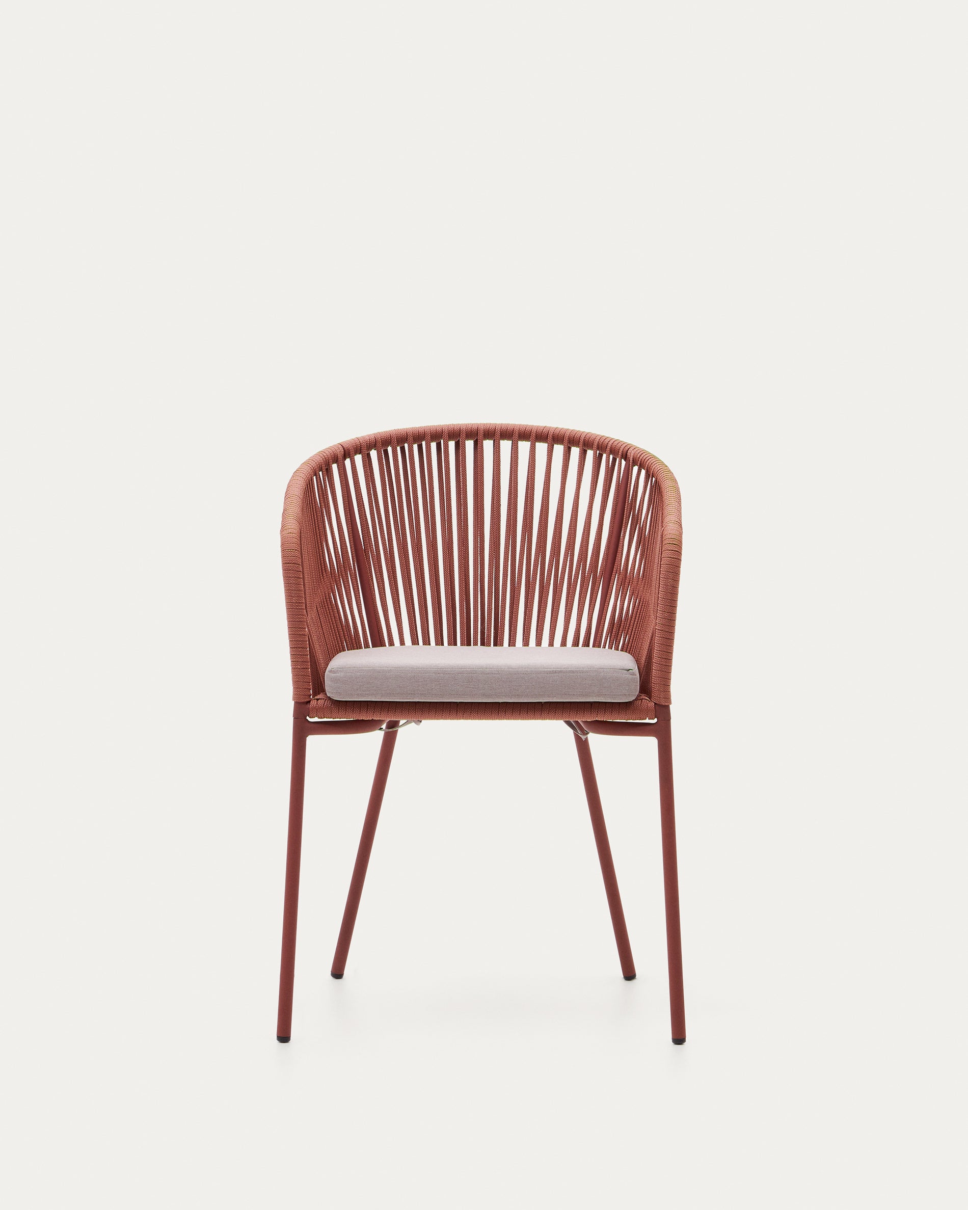 Yanet terracotta rope chair with galvanised steel legs - Product View