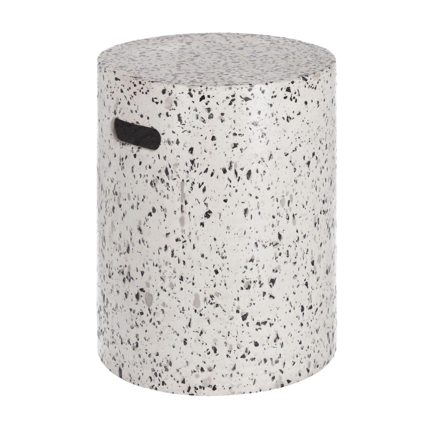 Jenell outdoor terrazzo footrest in white, Ø 35 cm - Product Image