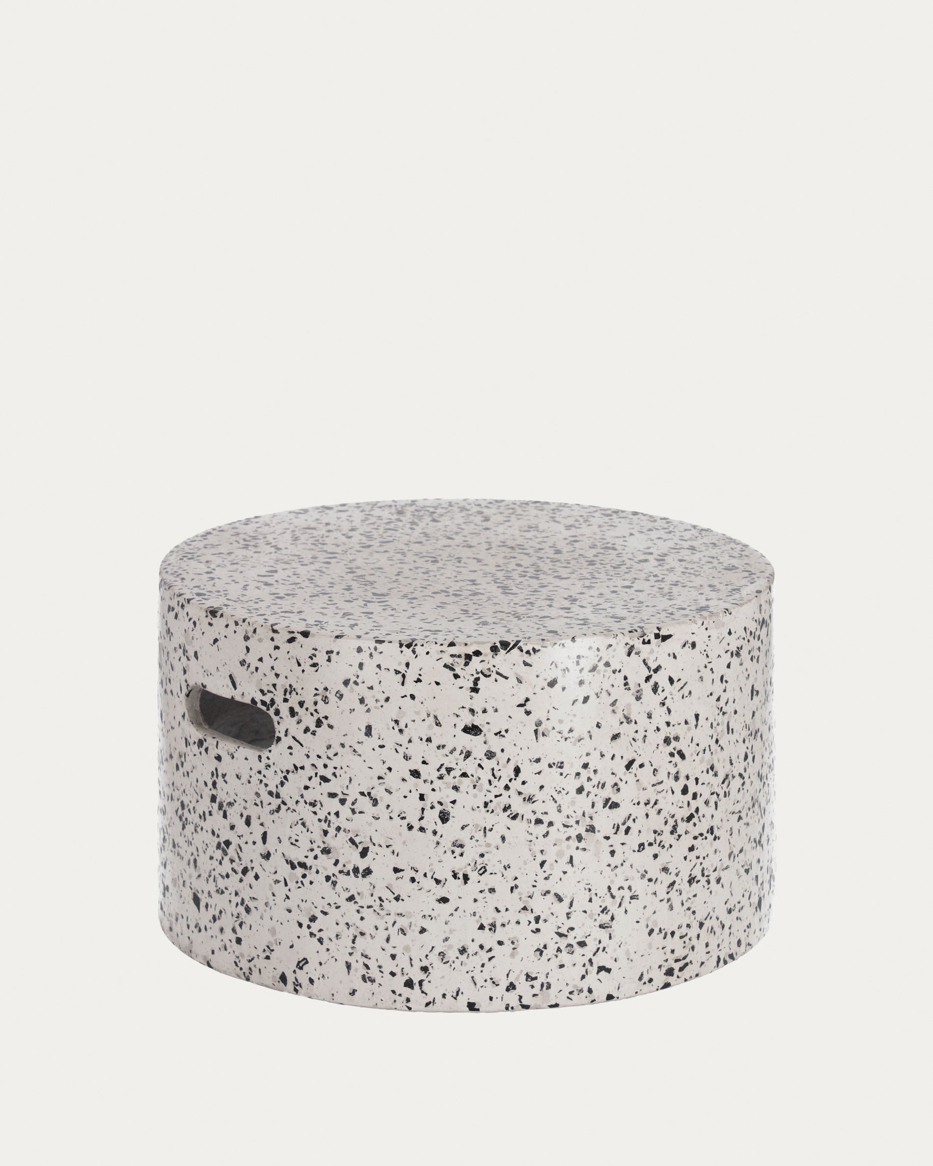 Jenell outdoor terrazzo coffee table in white, Ø 52 cm - Product View