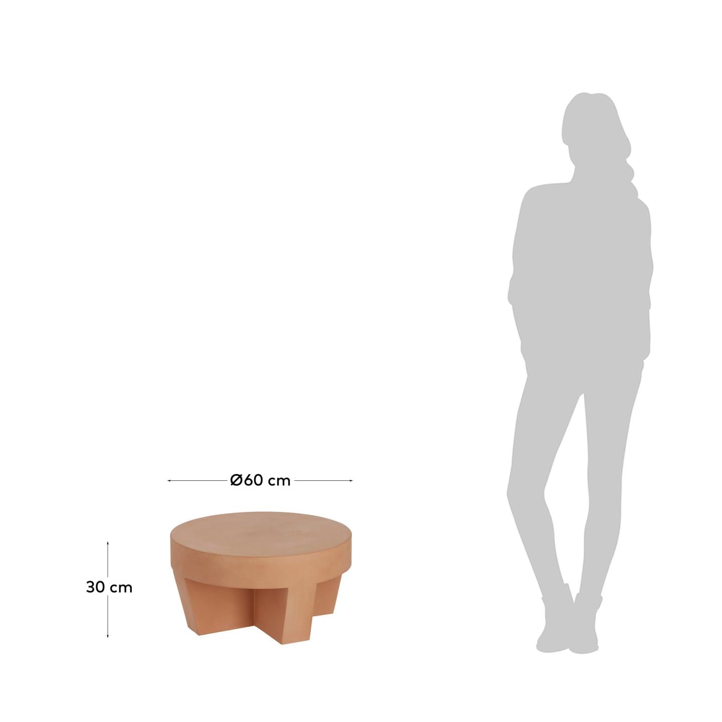 Vilena round outdoor terracotta coffee table, Ø 60 cm - Measurements