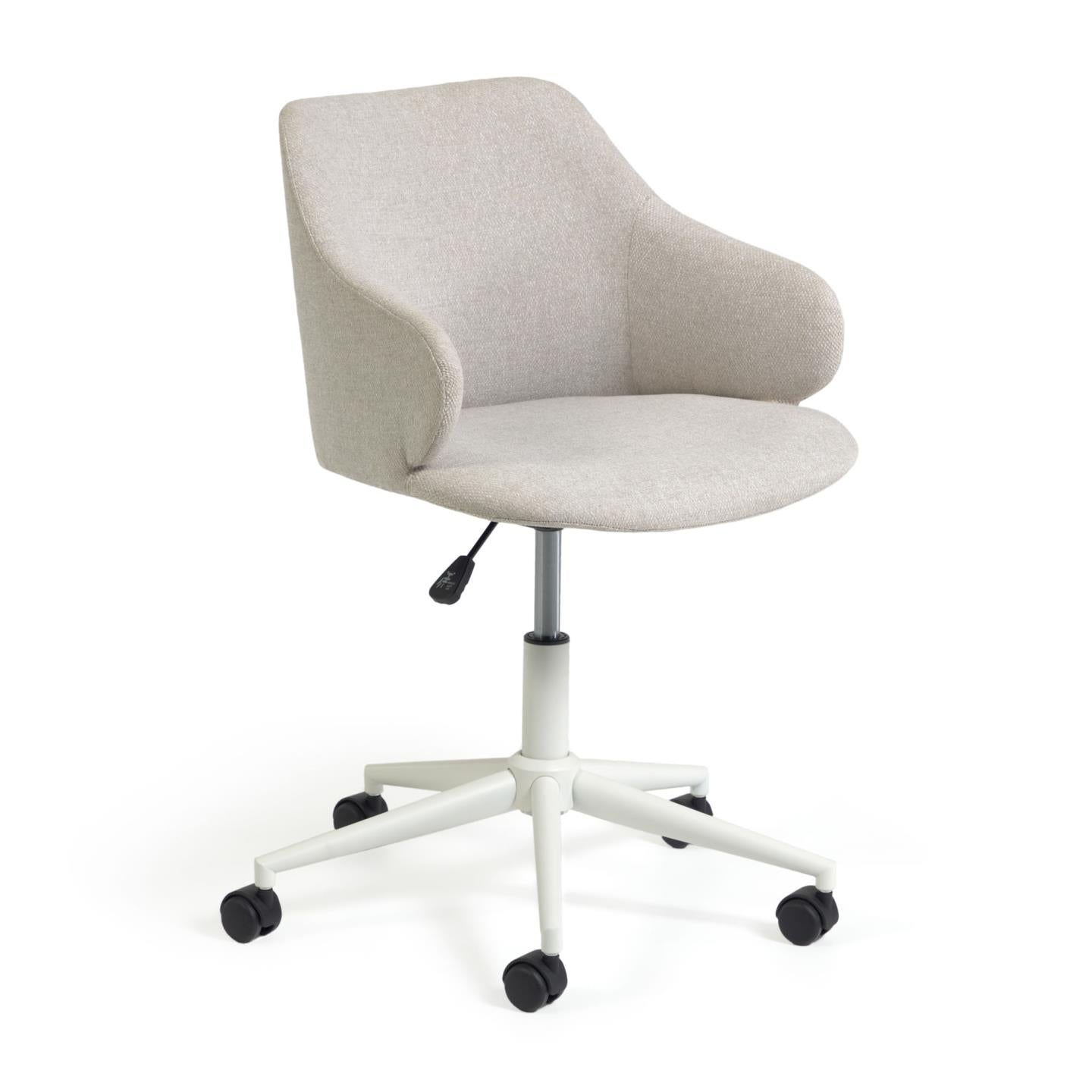Einara light grey office chair and legs made of steel in matt white - Product Image