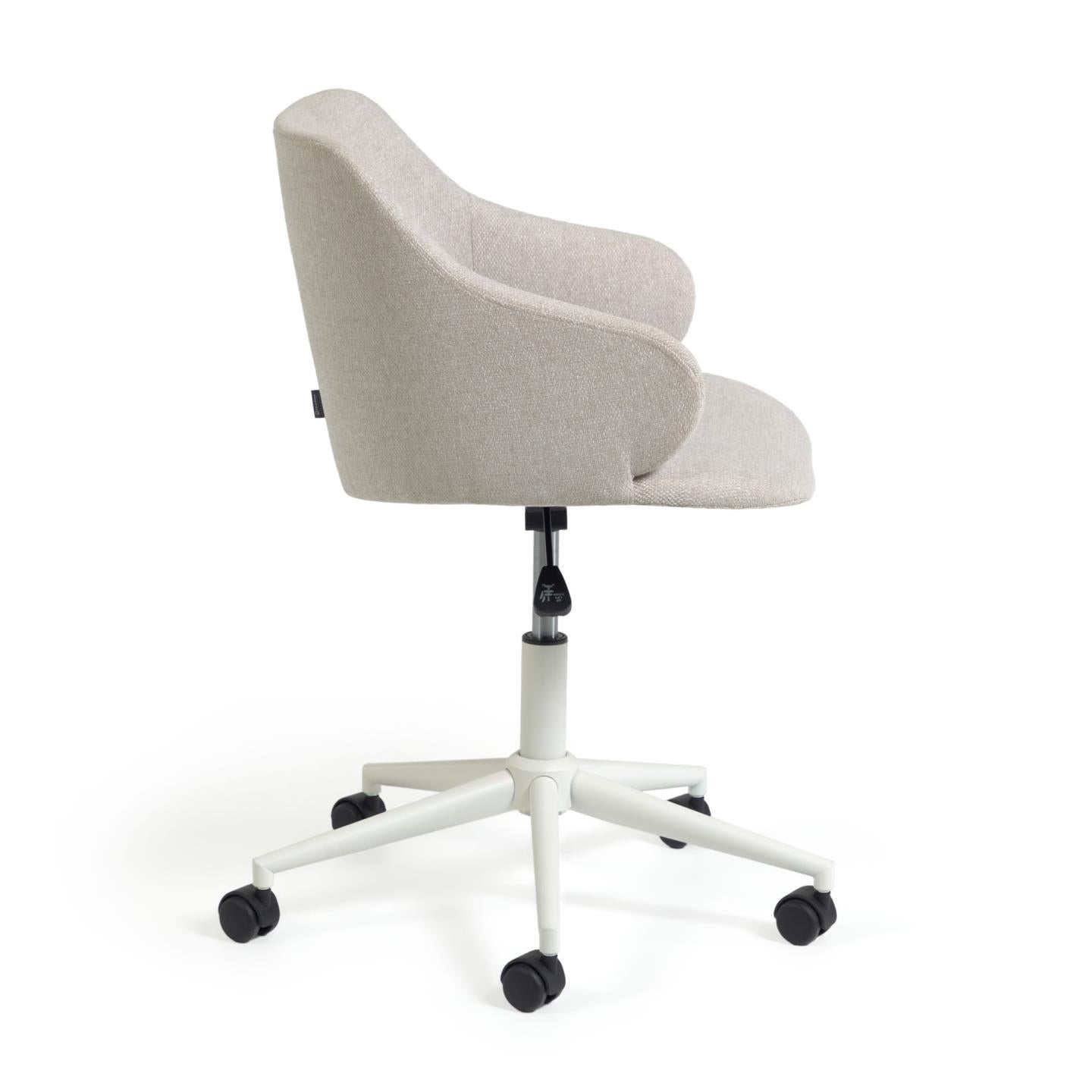 Einara light grey office chair and legs made of steel in matt white - Product Image