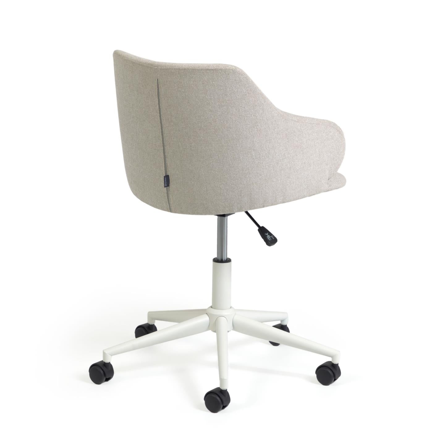 Einara light grey office chair and legs made of steel in matt white - Product Image