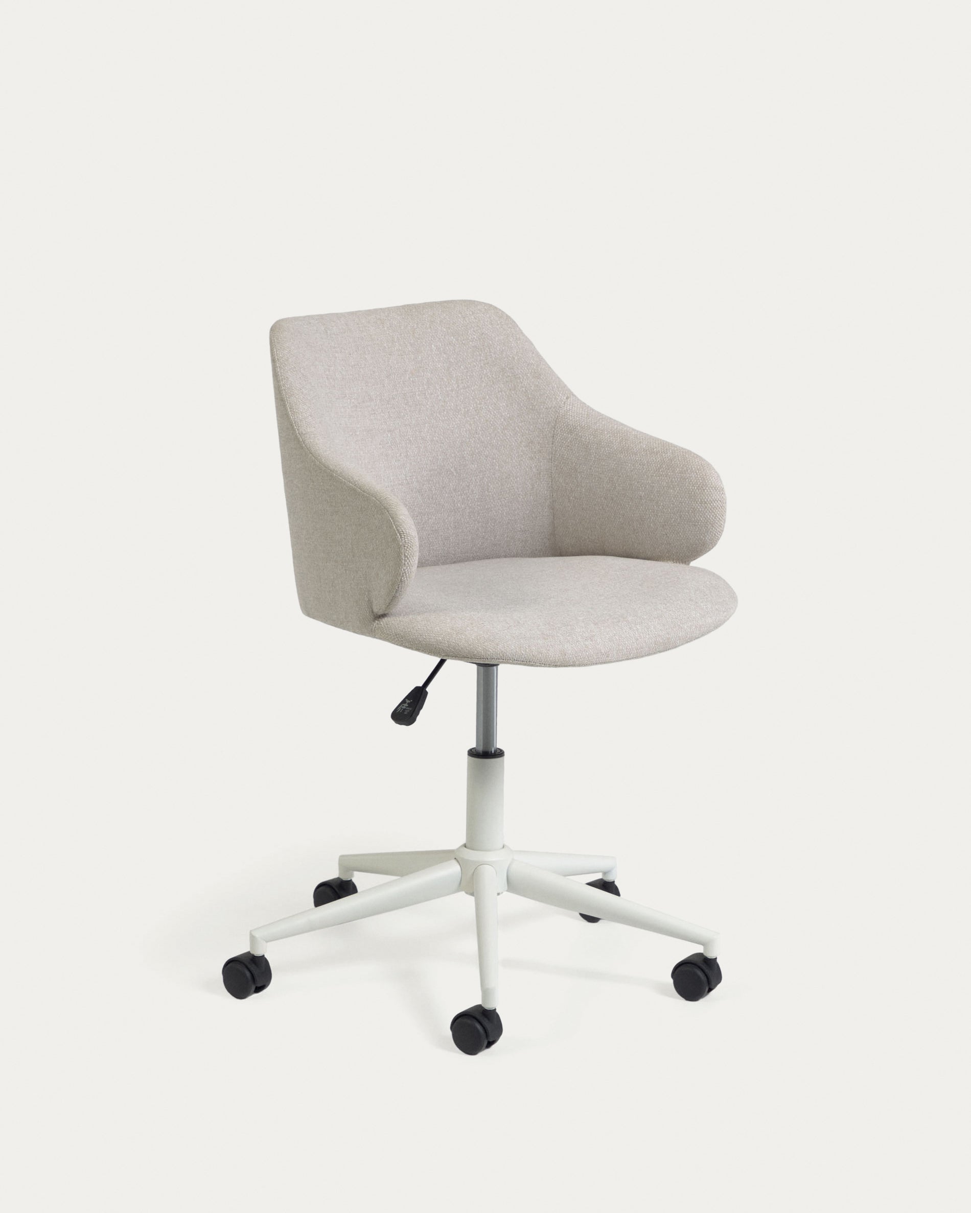 Einara light grey office chair and legs made of steel in matt white - Product View