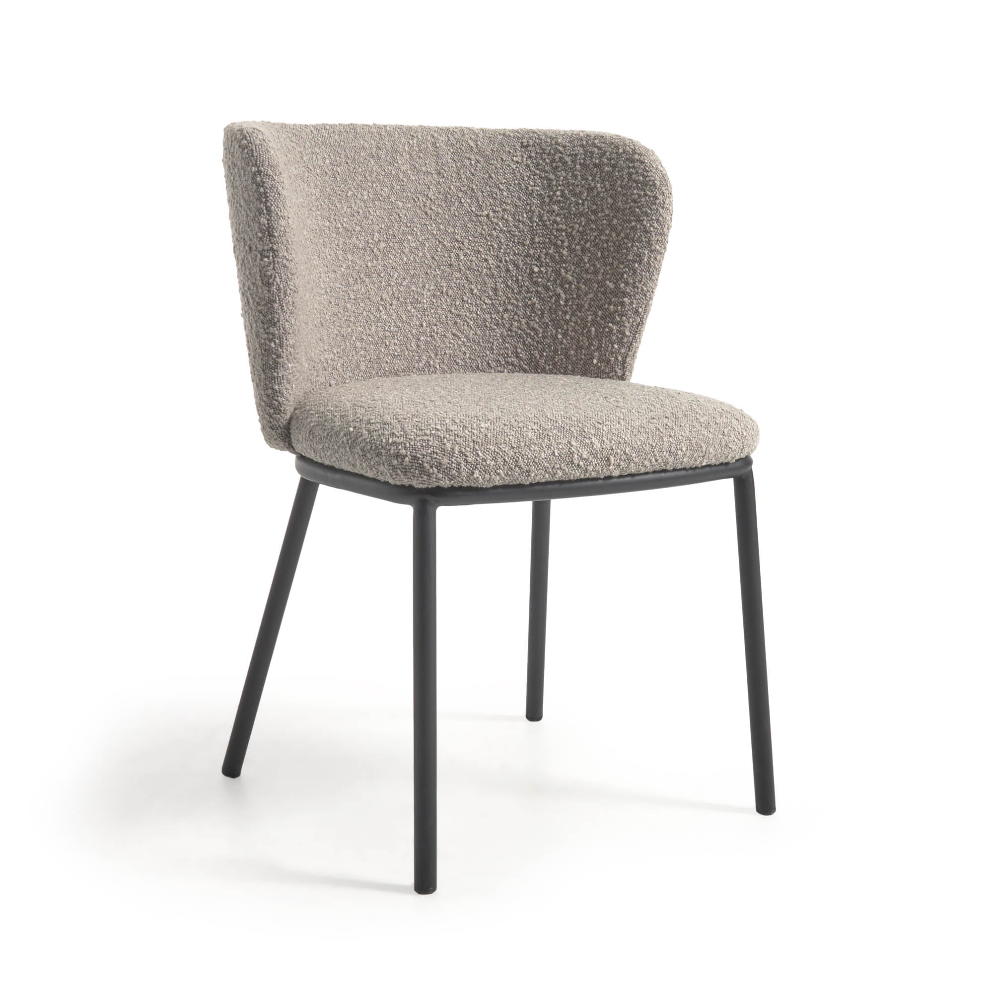 Ciselia chair with light grey bouclé and black metal FR - Product Image