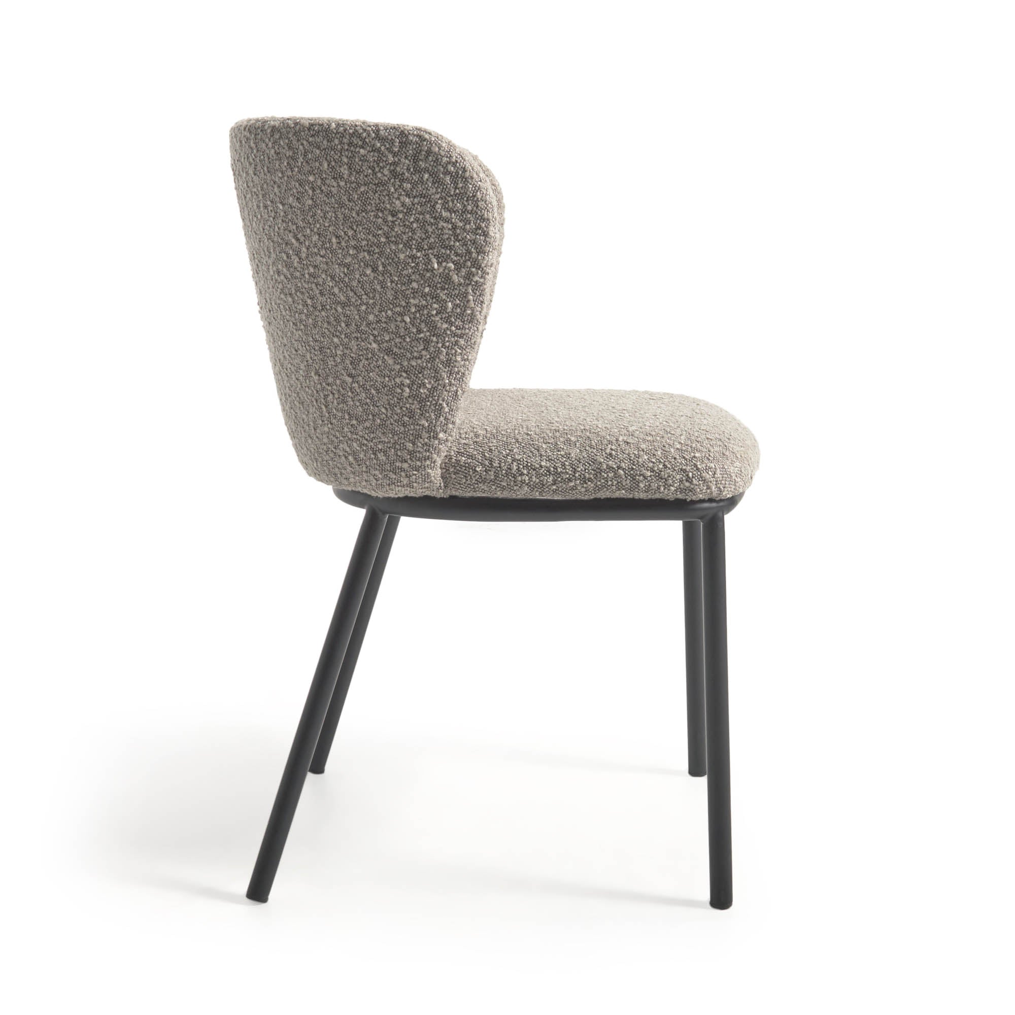 Ciselia chair with light grey bouclé and black metal FR - Product Image