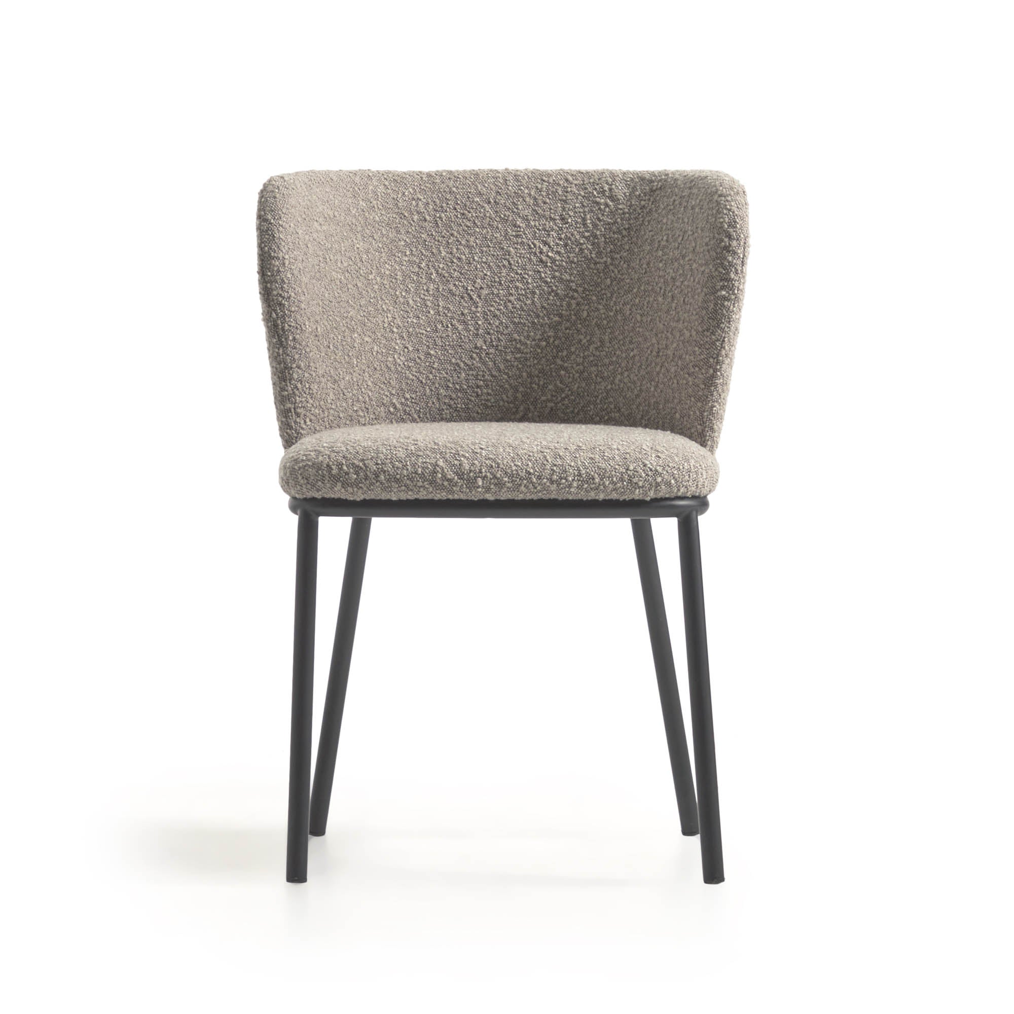 Ciselia chair with light grey bouclé and black metal FR - Product Image
