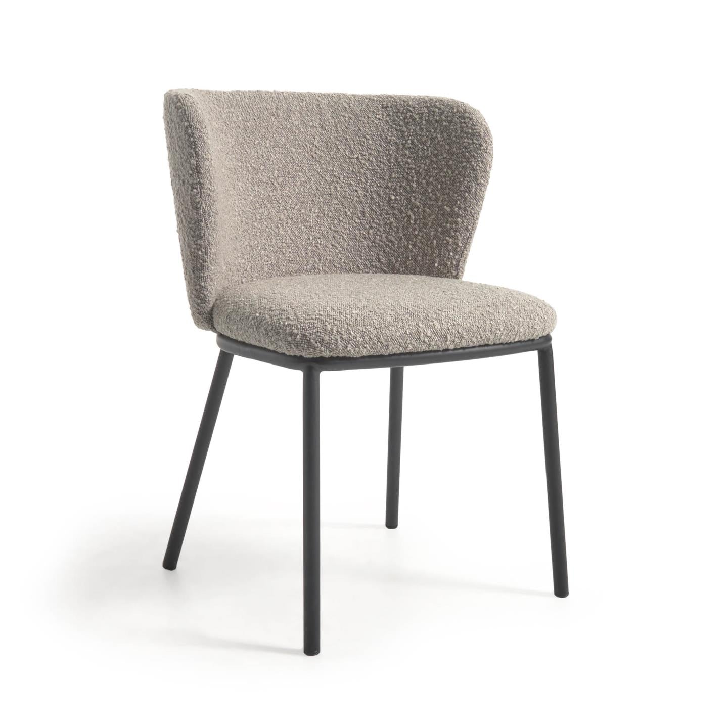 Ciselia chair with light grey bouclé and steel legs with black finish FSC Mix Credit - Product Image