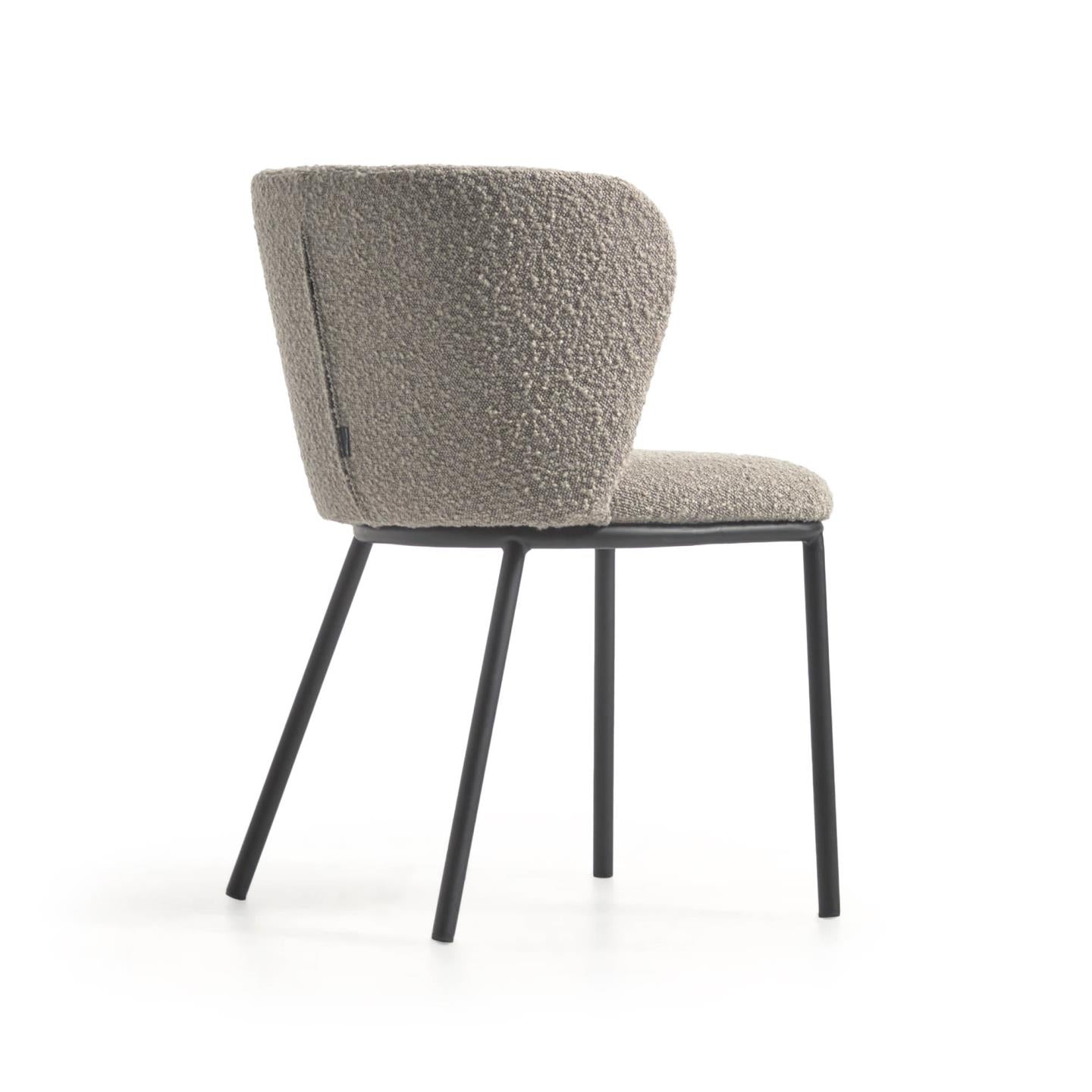 Ciselia chair with light grey bouclé and steel legs with black finish FSC Mix Credit - Product Image