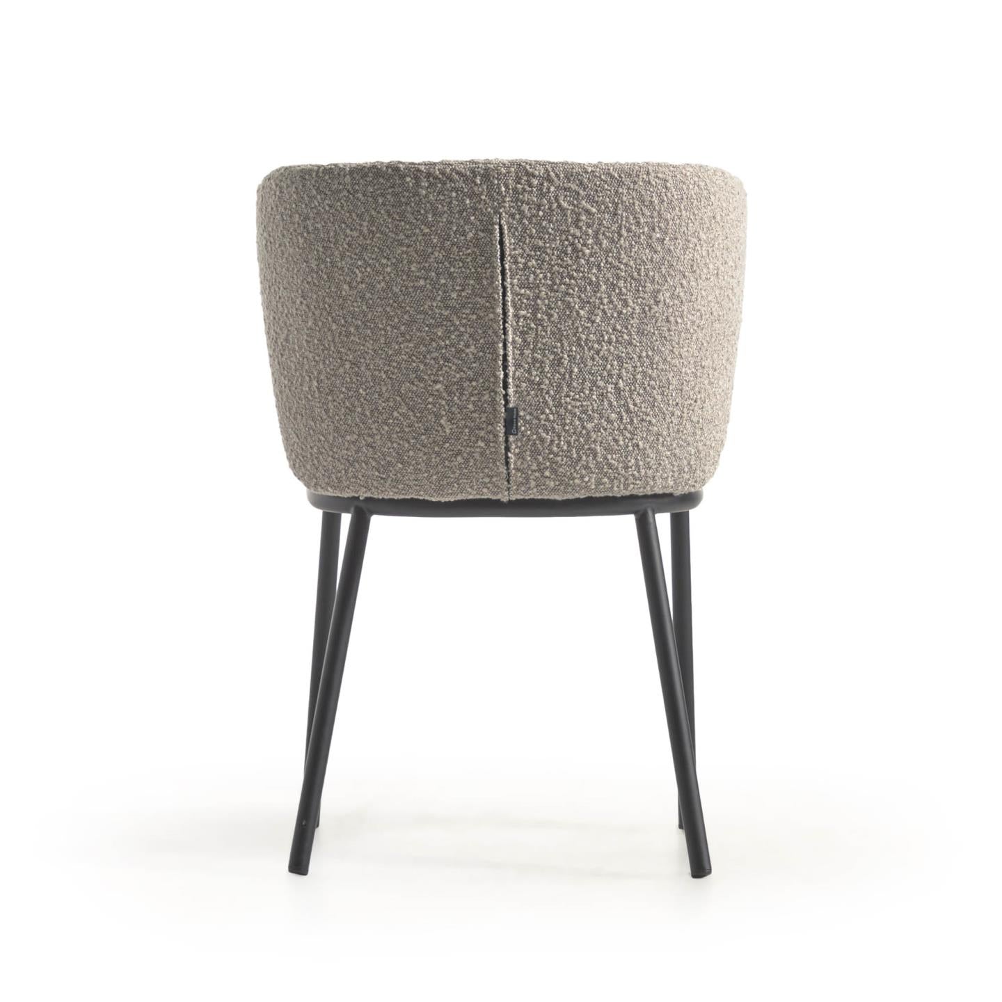 Ciselia chair with light grey bouclé and steel legs with black finish FSC Mix Credit - Product Image