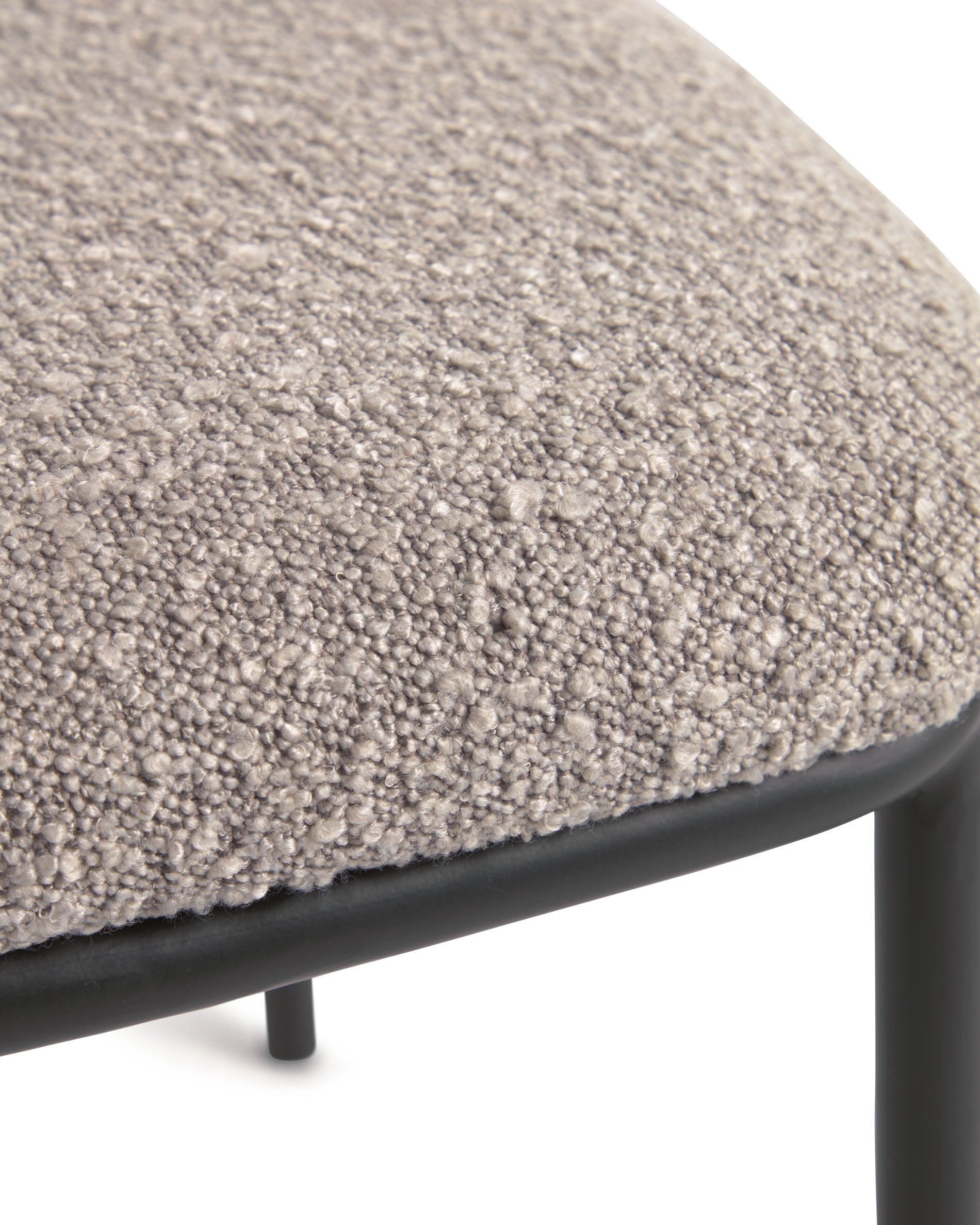 Ciselia chair with light grey bouclé and steel legs with black finish FSC Mix Credit - Detail