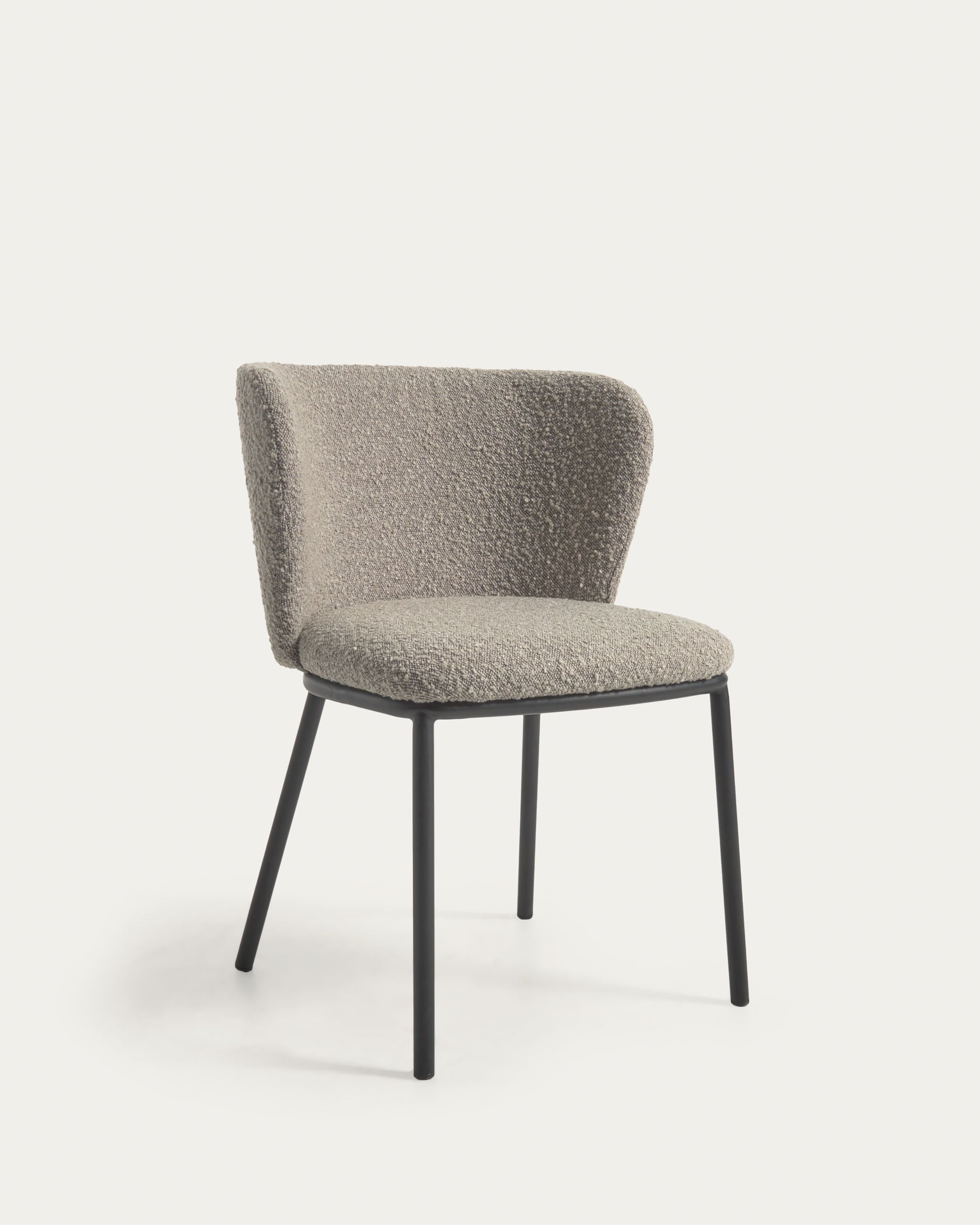Ciselia chair with light grey bouclé and steel legs with black finish FSC Mix Credit - Product View