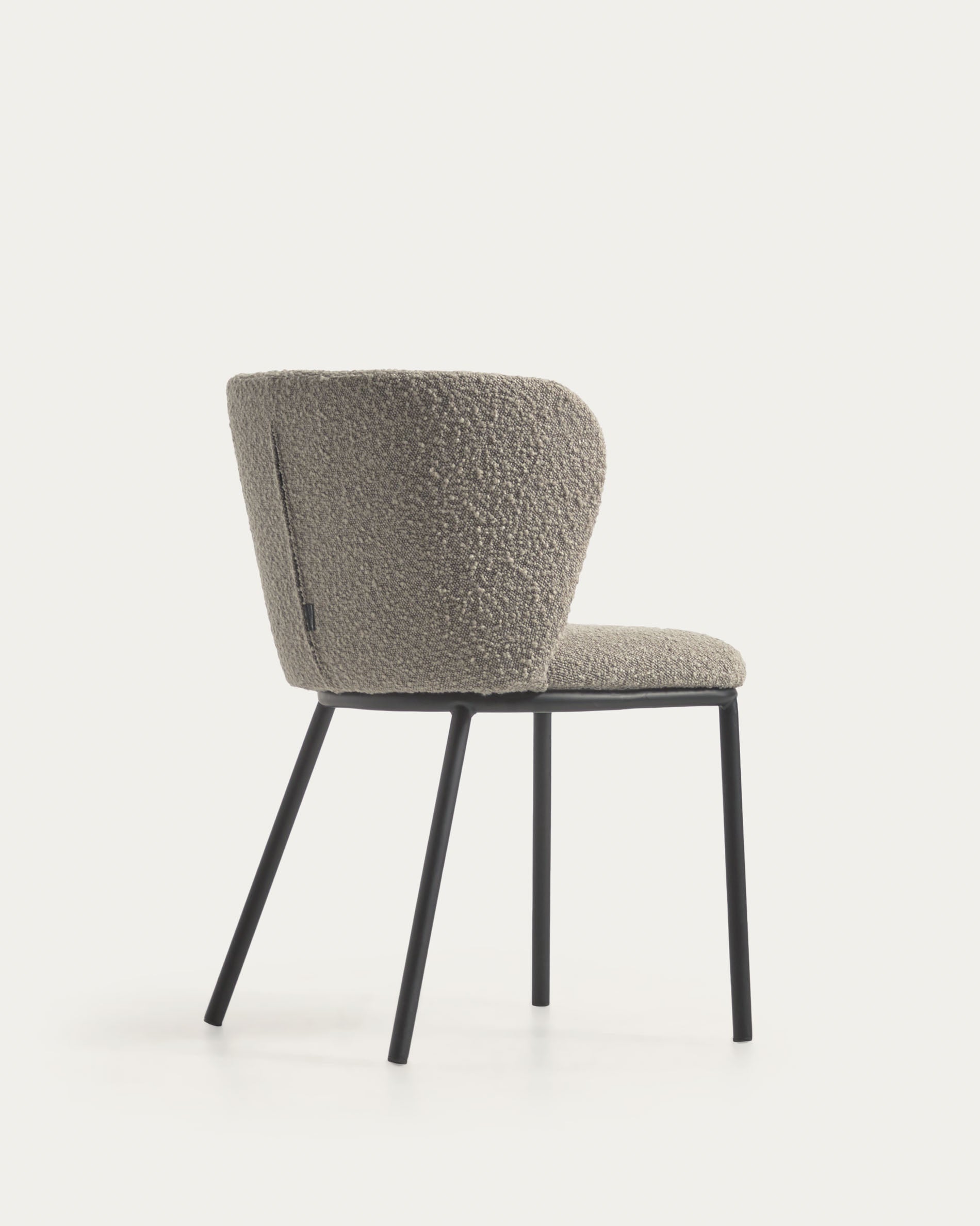 Ciselia chair with light grey bouclé and steel legs with black finish FSC Mix Credit - Product View