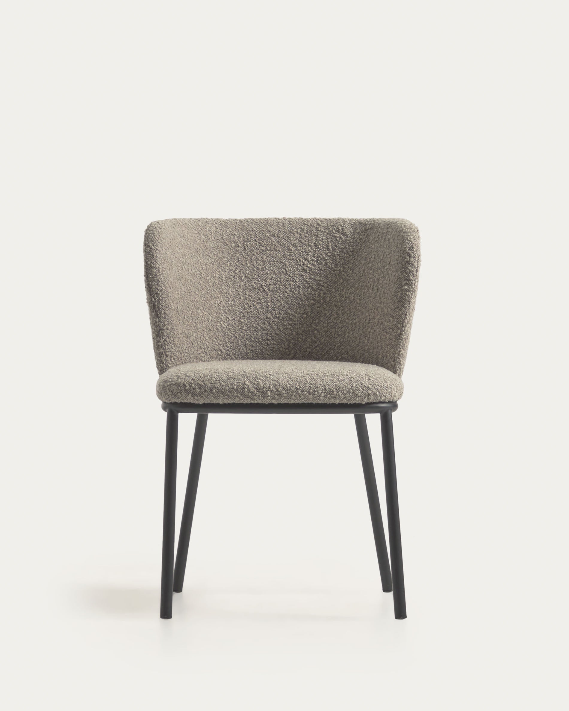 Ciselia chair with light grey bouclé and steel legs with black finish FSC Mix Credit - Product View