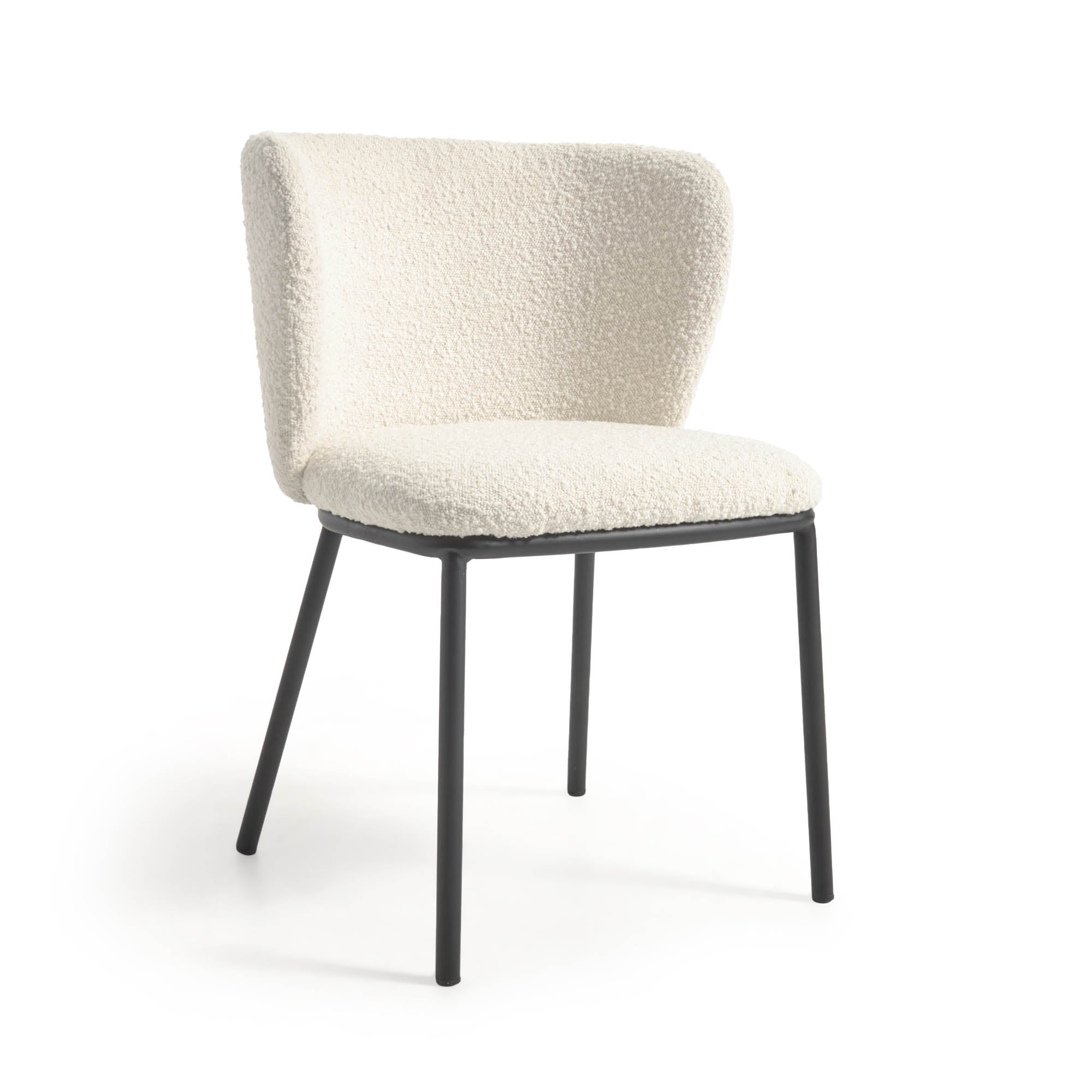 Ciselia chair with white bouclé and black metal FR - Product Image