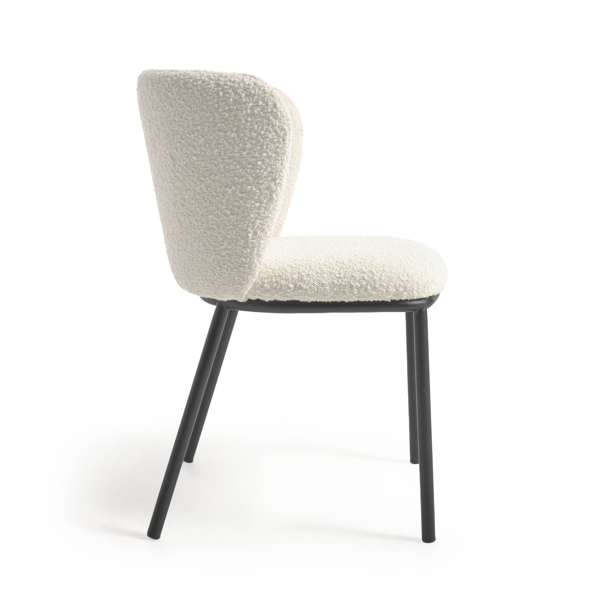 Ciselia chair with white bouclé and black metal FR - Product Image