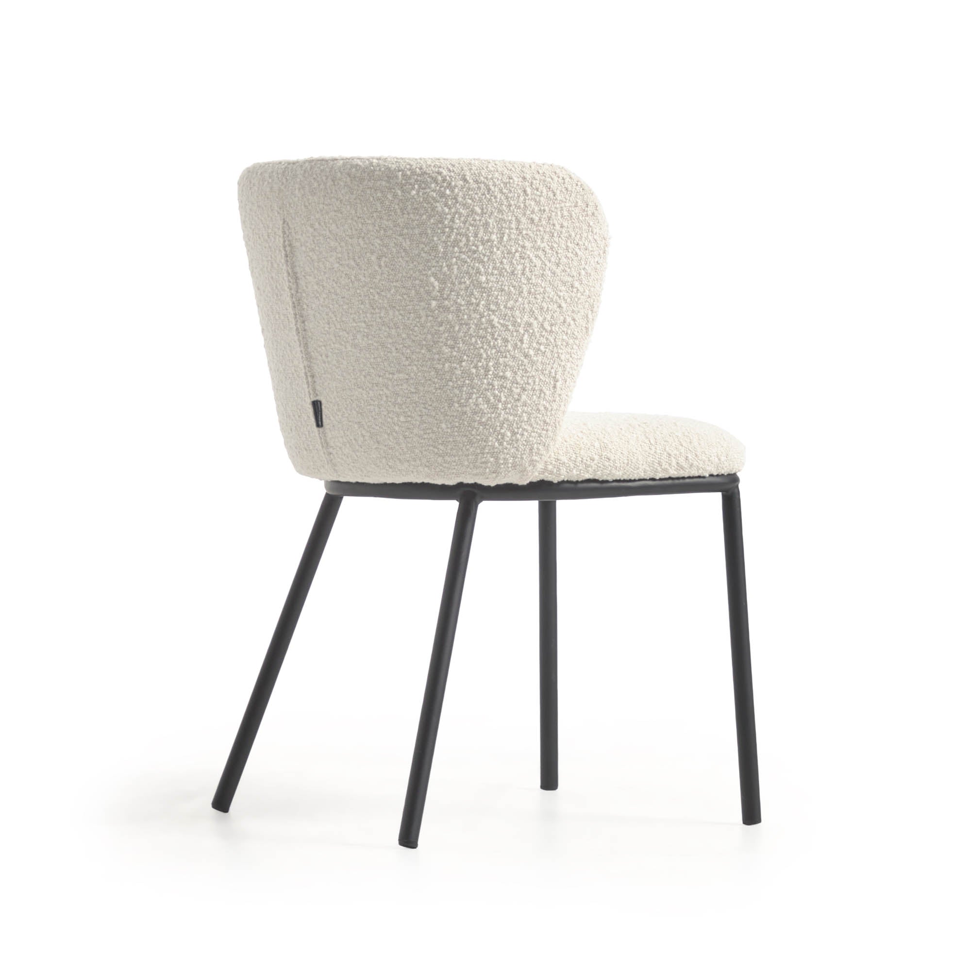 Ciselia chair with white bouclé and black metal FR - Product Image