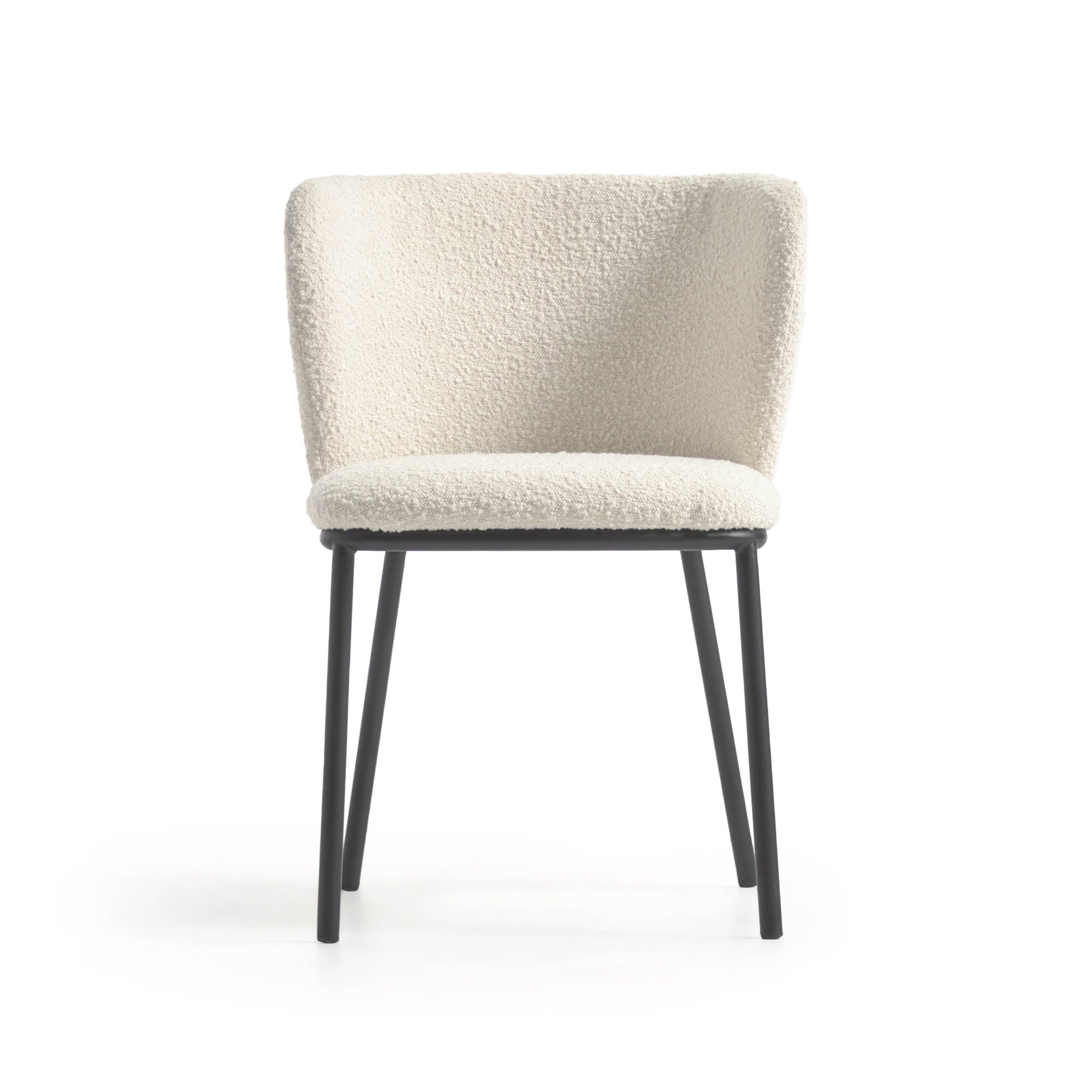 Ciselia chair with white bouclé and black metal FR - Product Image