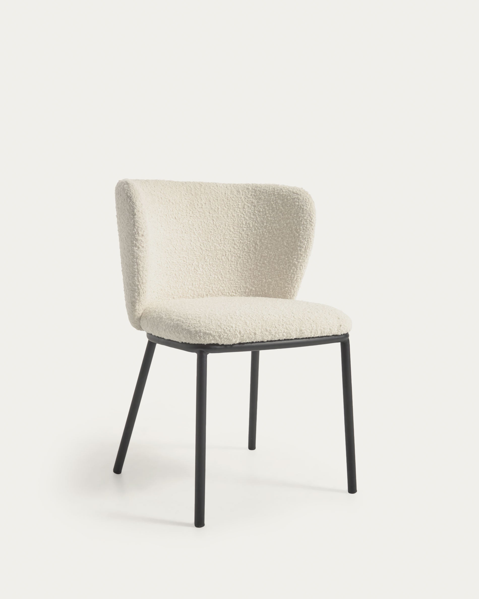 Ciselia chair with white bouclé and black metal FR - Product View