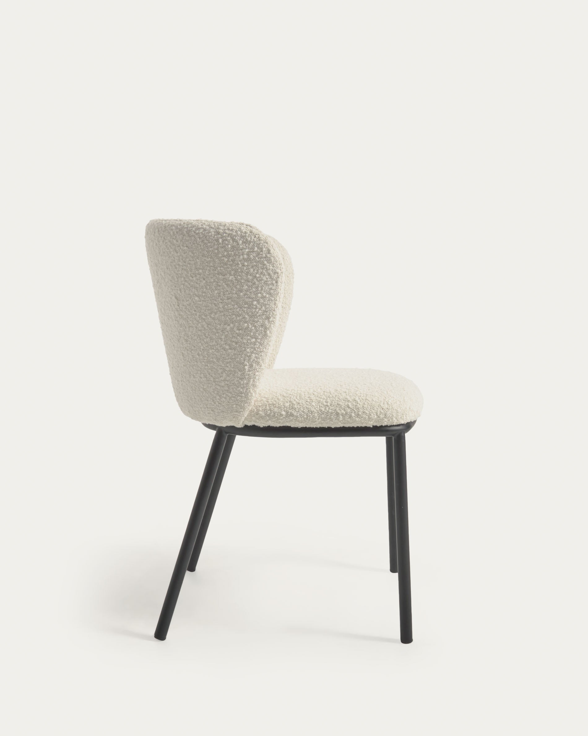 Ciselia chair with white bouclé and black metal FR - Product View