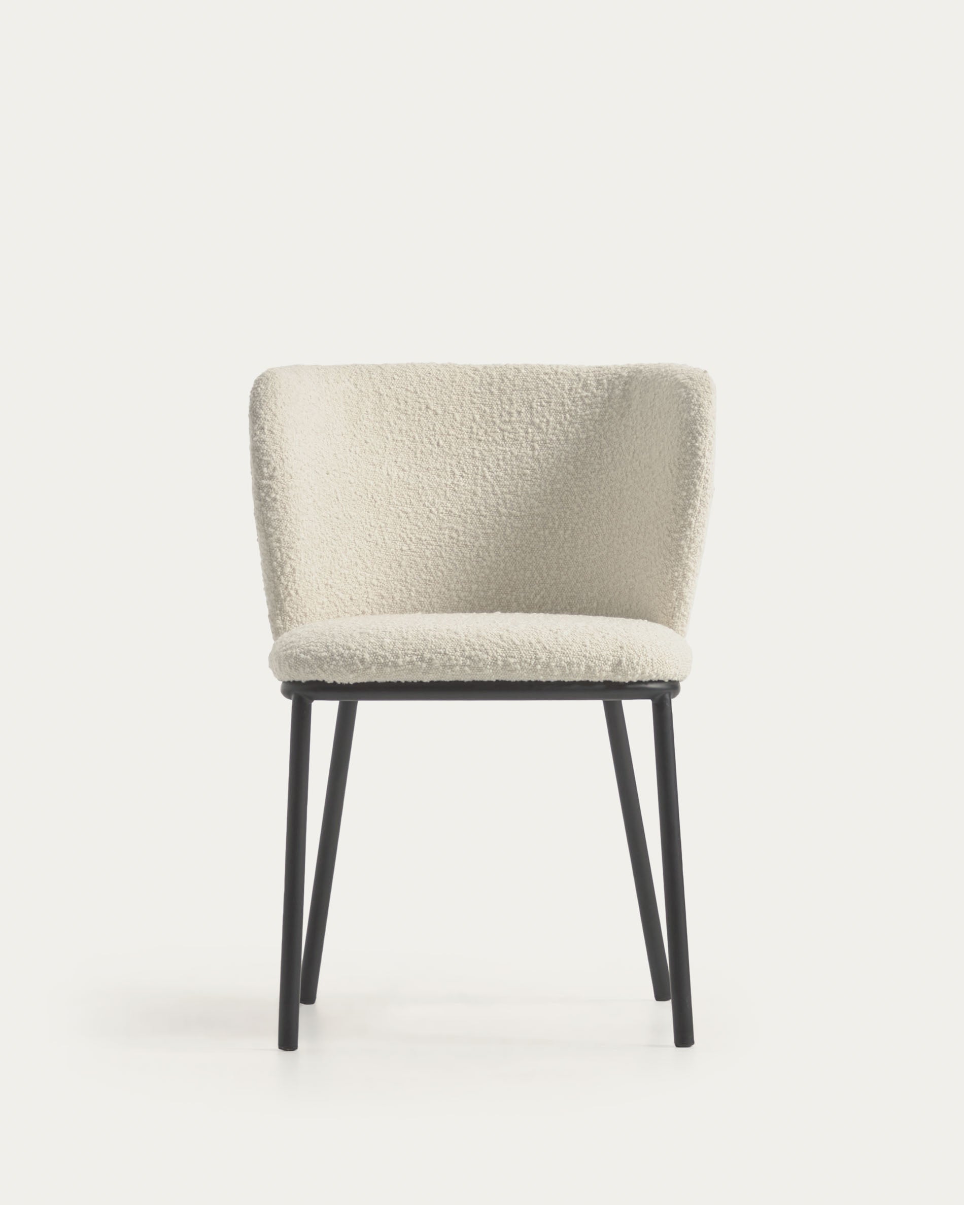 Ciselia chair with white bouclé and black metal FR - Product View