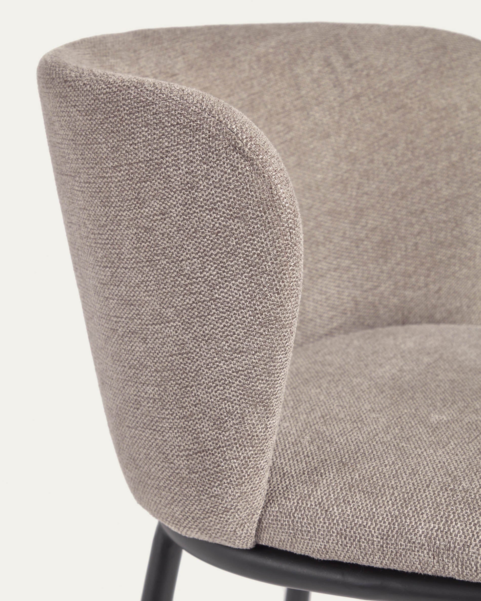 Ciselia chair in light brown chenille and steel legs with black finish FSC Mix Credit - Detail