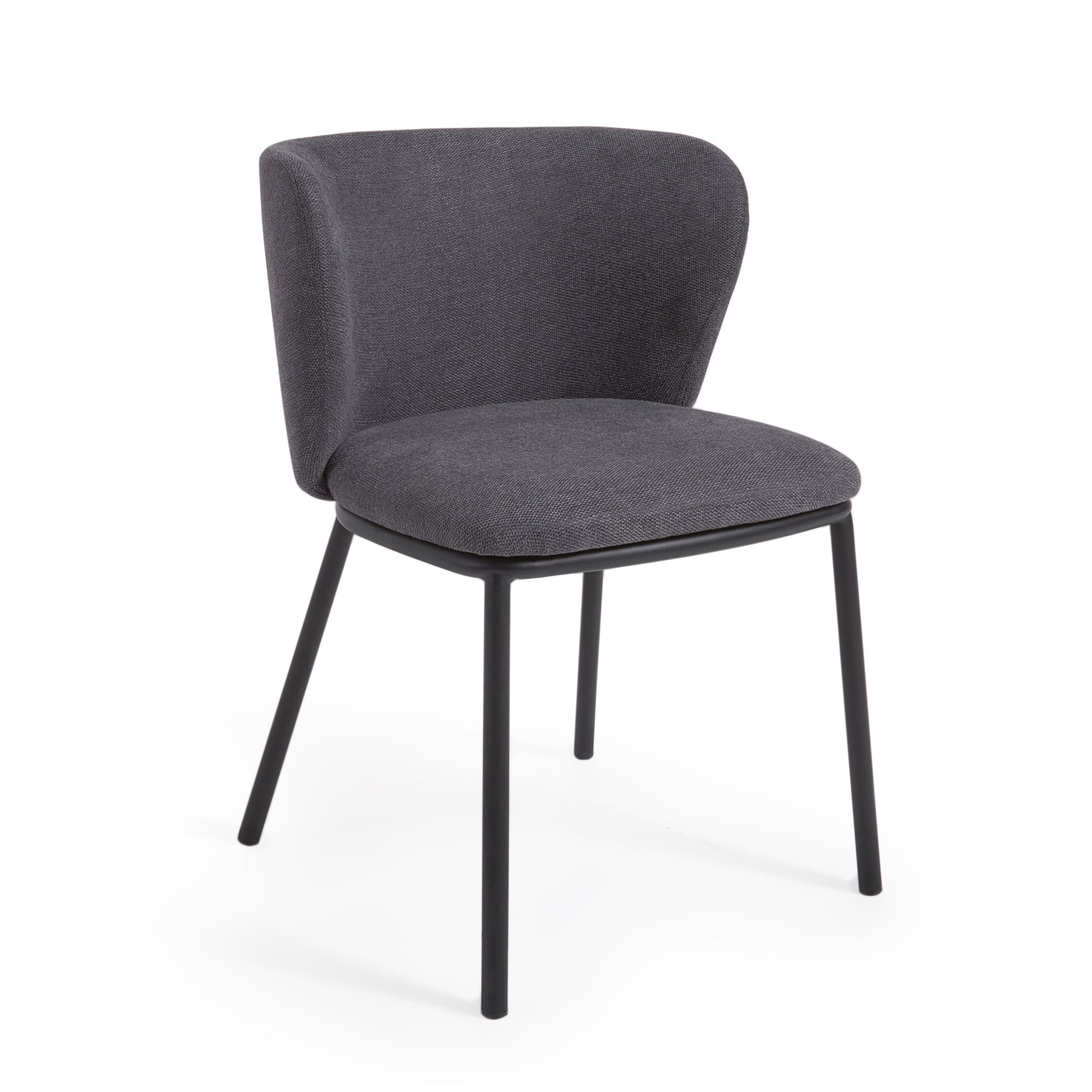 Ciselia chair in dark grey chenille and steel legs with black finish FSC Mix Credit - Product Image