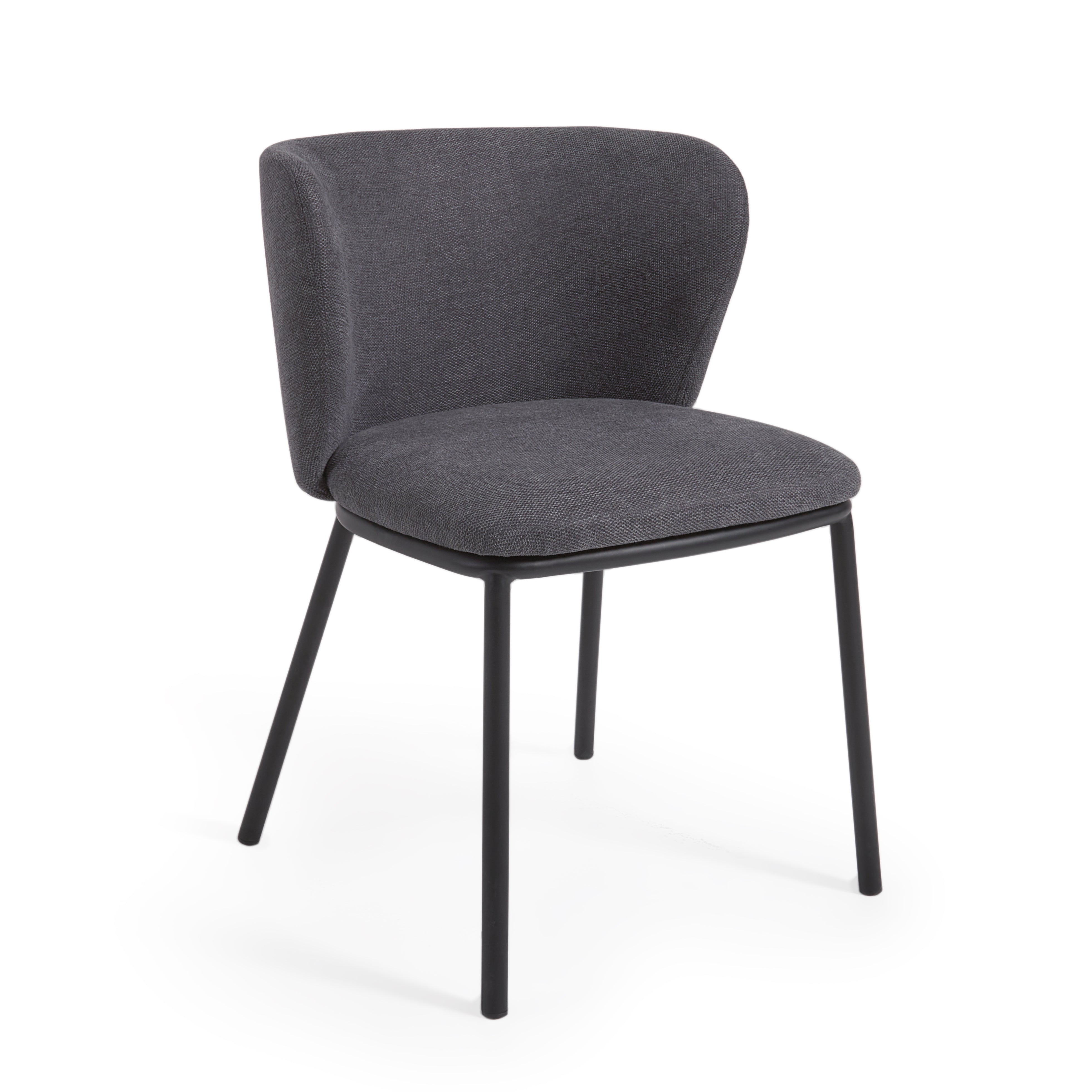 Ciselia chair in dark grey chenille and steel legs with black finish FSC Mix Credit - Product Image