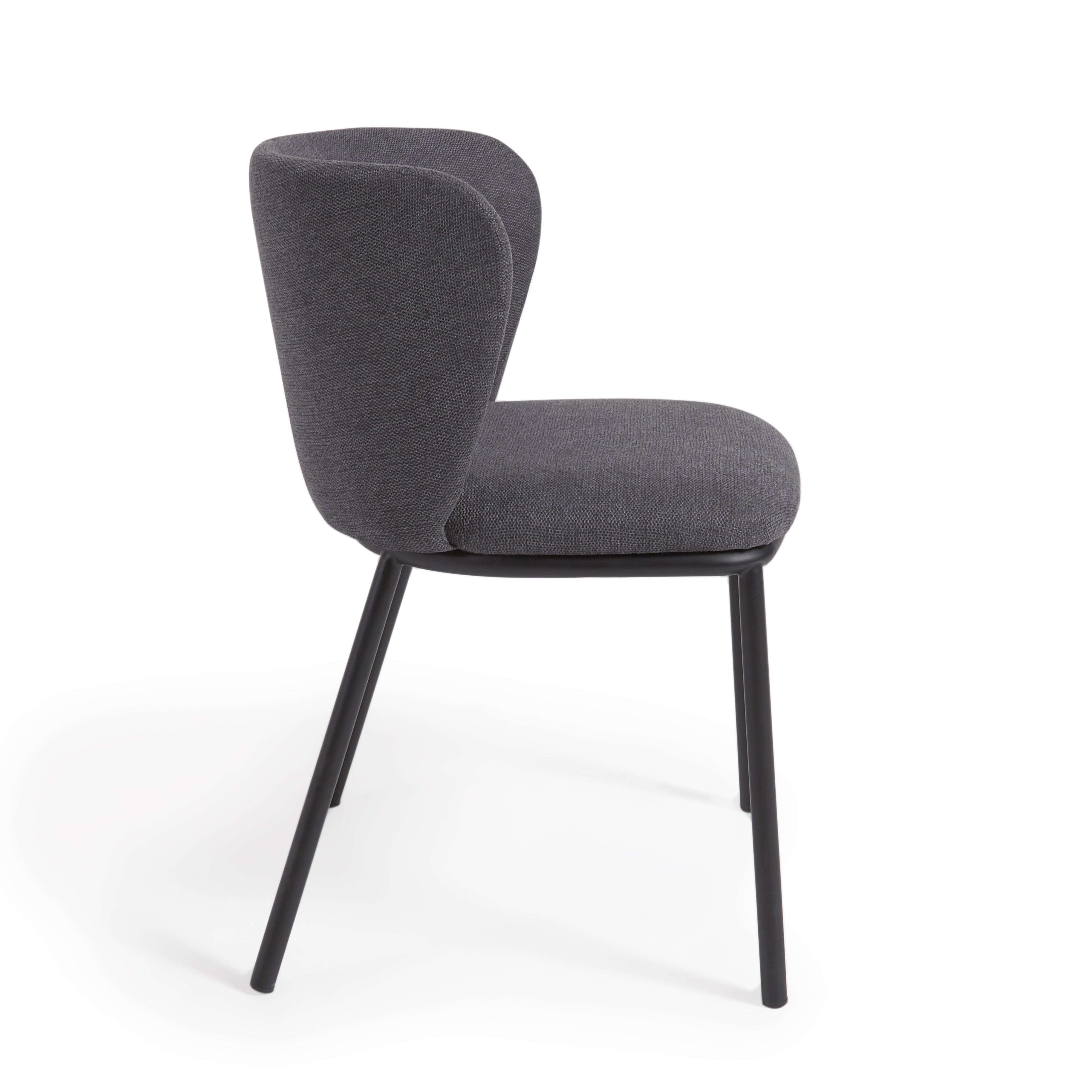 Ciselia chair in dark grey chenille and steel legs with black finish FSC Mix Credit - Product Image