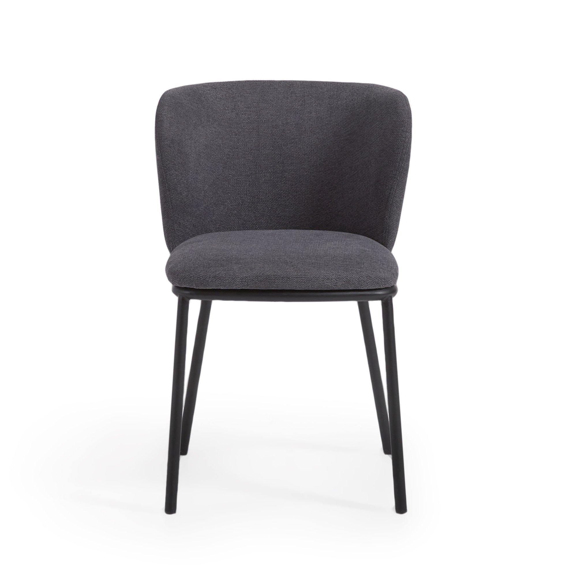 Ciselia chair in dark grey chenille and steel legs with black finish FSC Mix Credit - Product Image