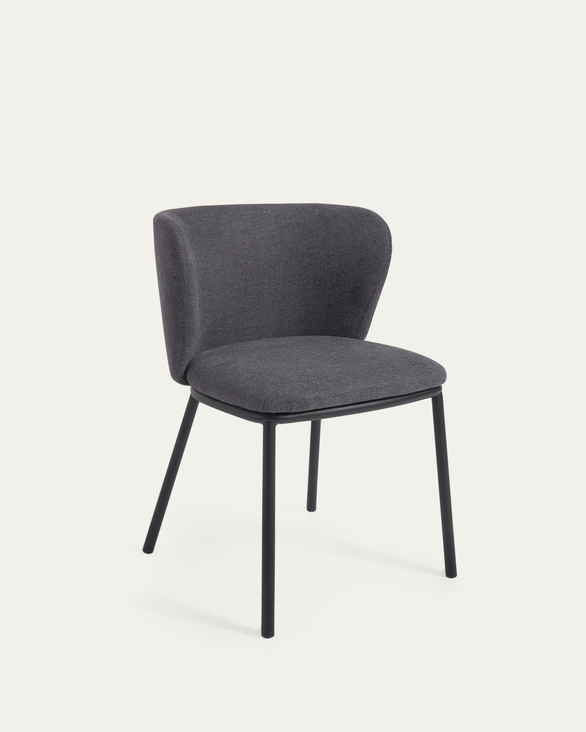 Ciselia chair in dark grey chenille and steel legs with black finish FSC Mix Credit - Product View