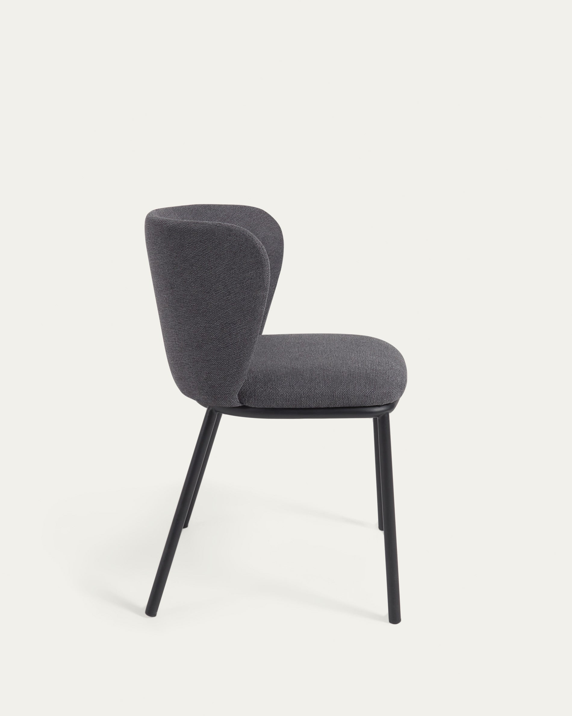 Ciselia chair in dark grey chenille and steel legs with black finish FSC Mix Credit - Product View