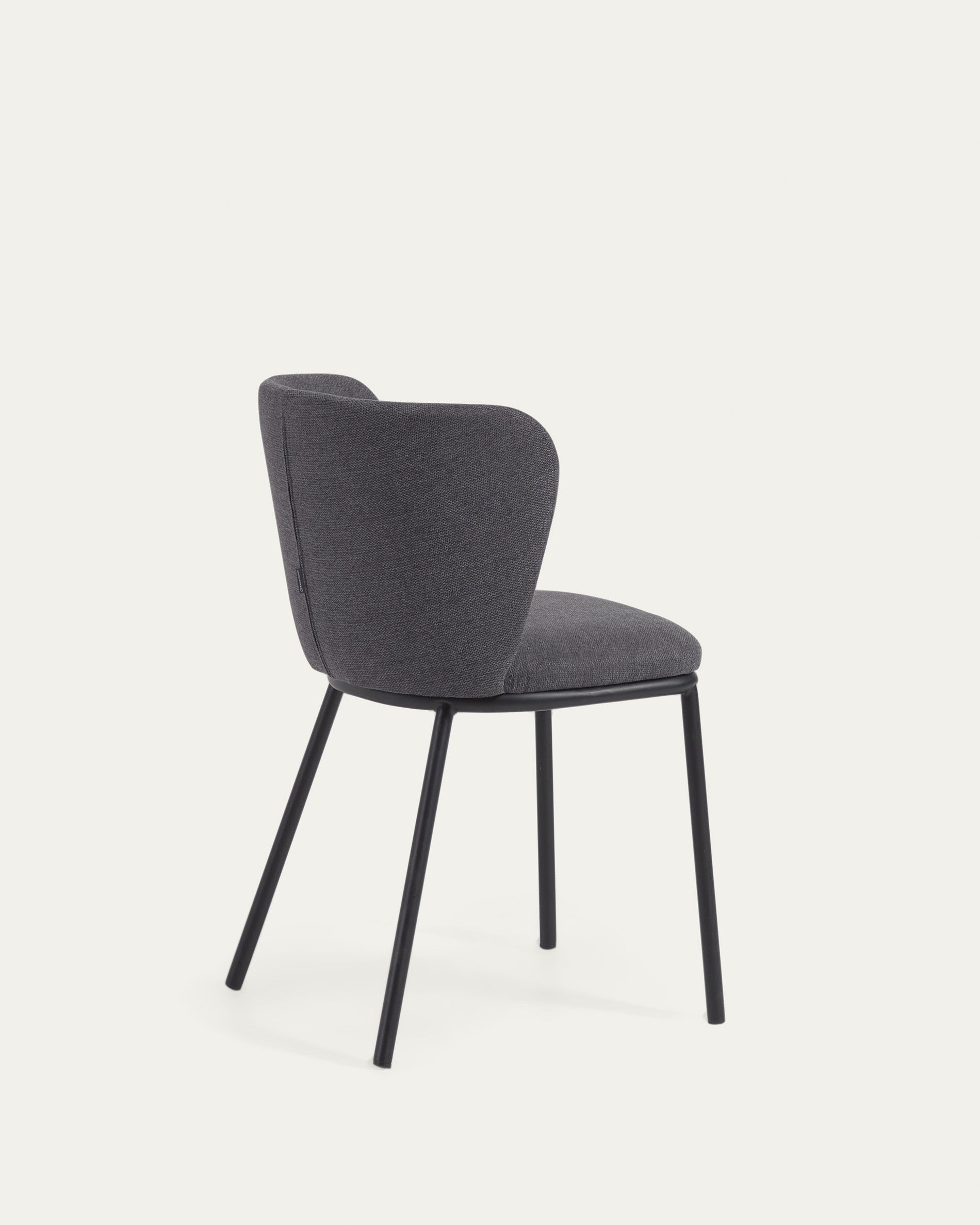 Ciselia chair in dark grey chenille and steel legs with black finish FSC Mix Credit - Product View