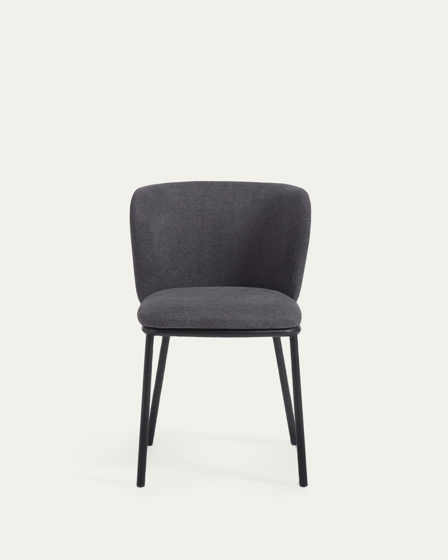 Ciselia chair in dark grey chenille and steel legs with black finish FSC Mix Credit - Product View