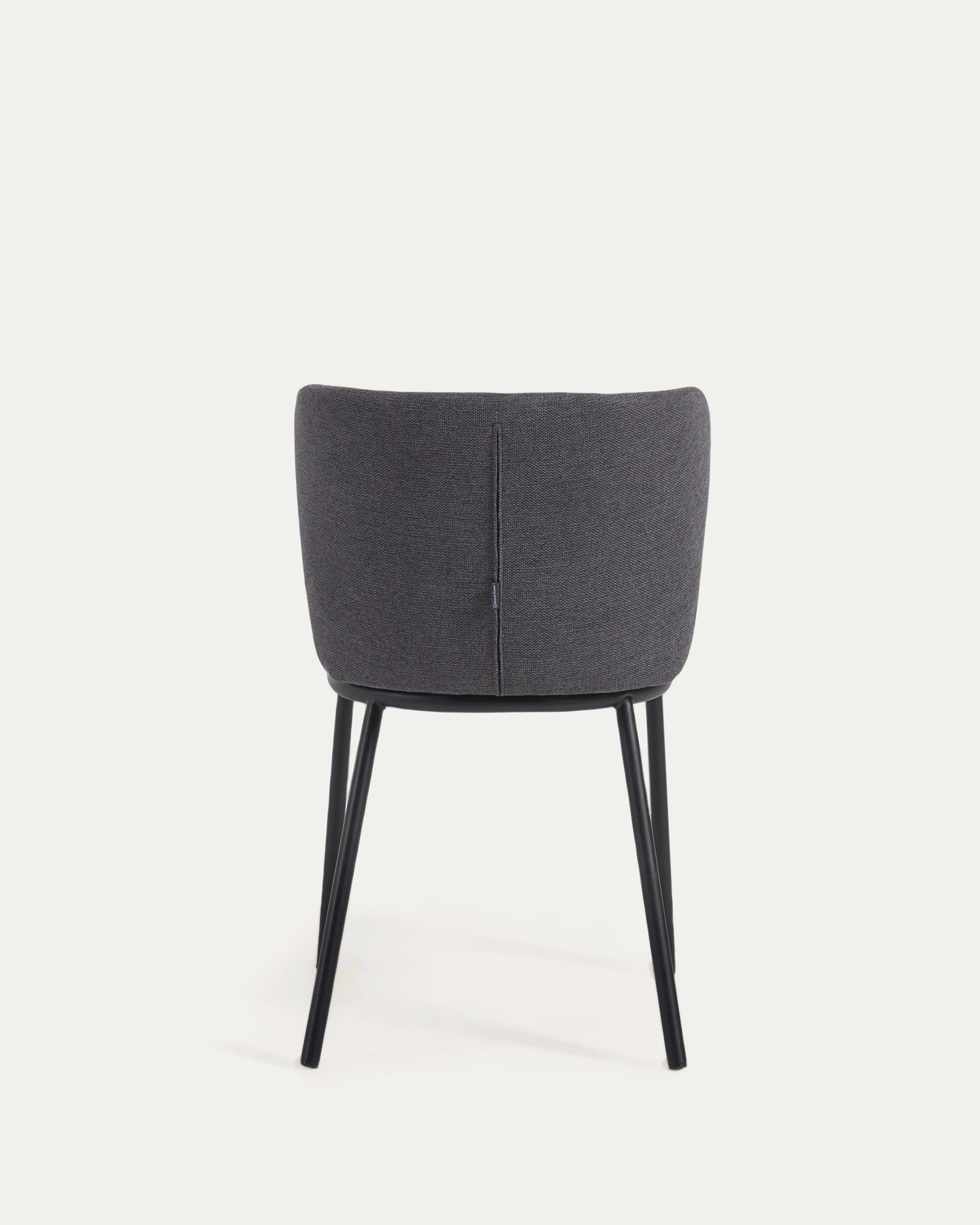 Ciselia chair in dark grey chenille and steel legs with black finish FSC Mix Credit - Product View