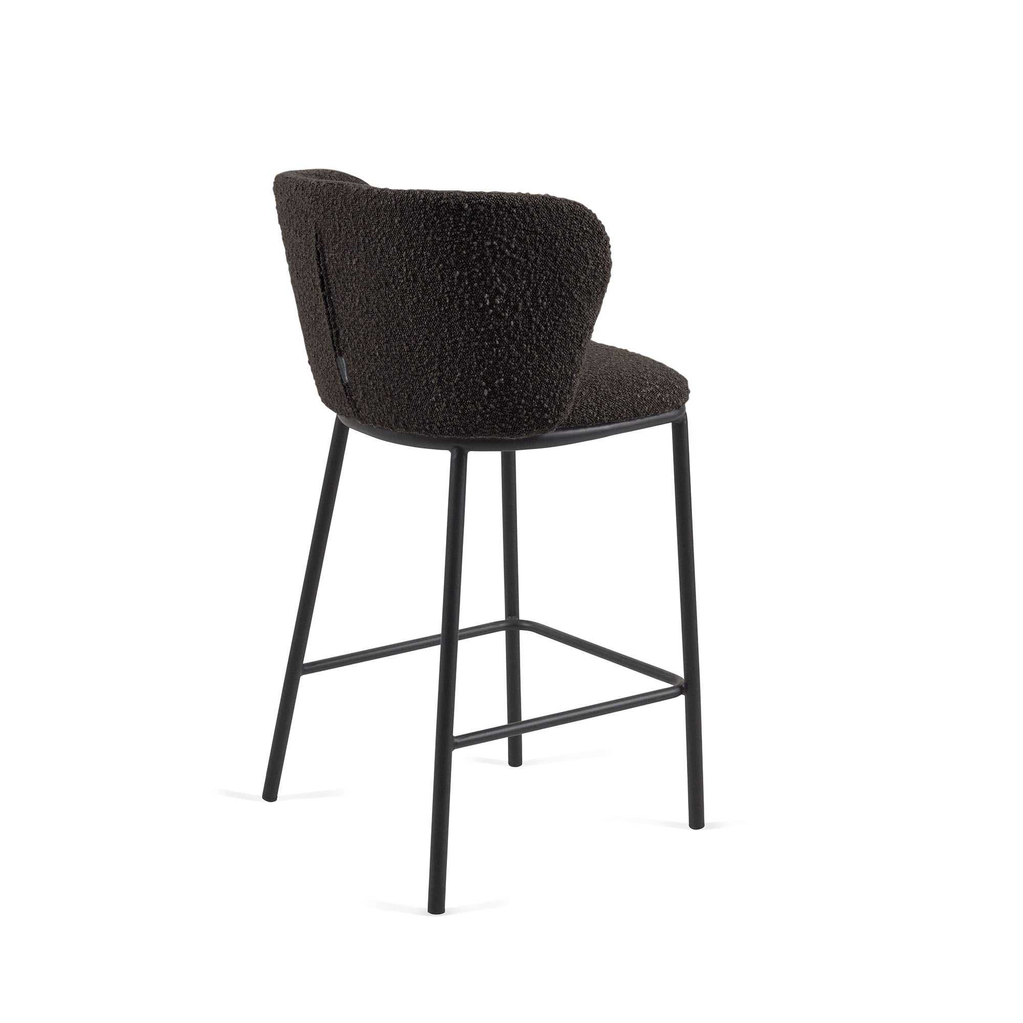 Ciselia stool with black bouclé and black steel legs, height 65 cm FSC Mix Credit - Product Image