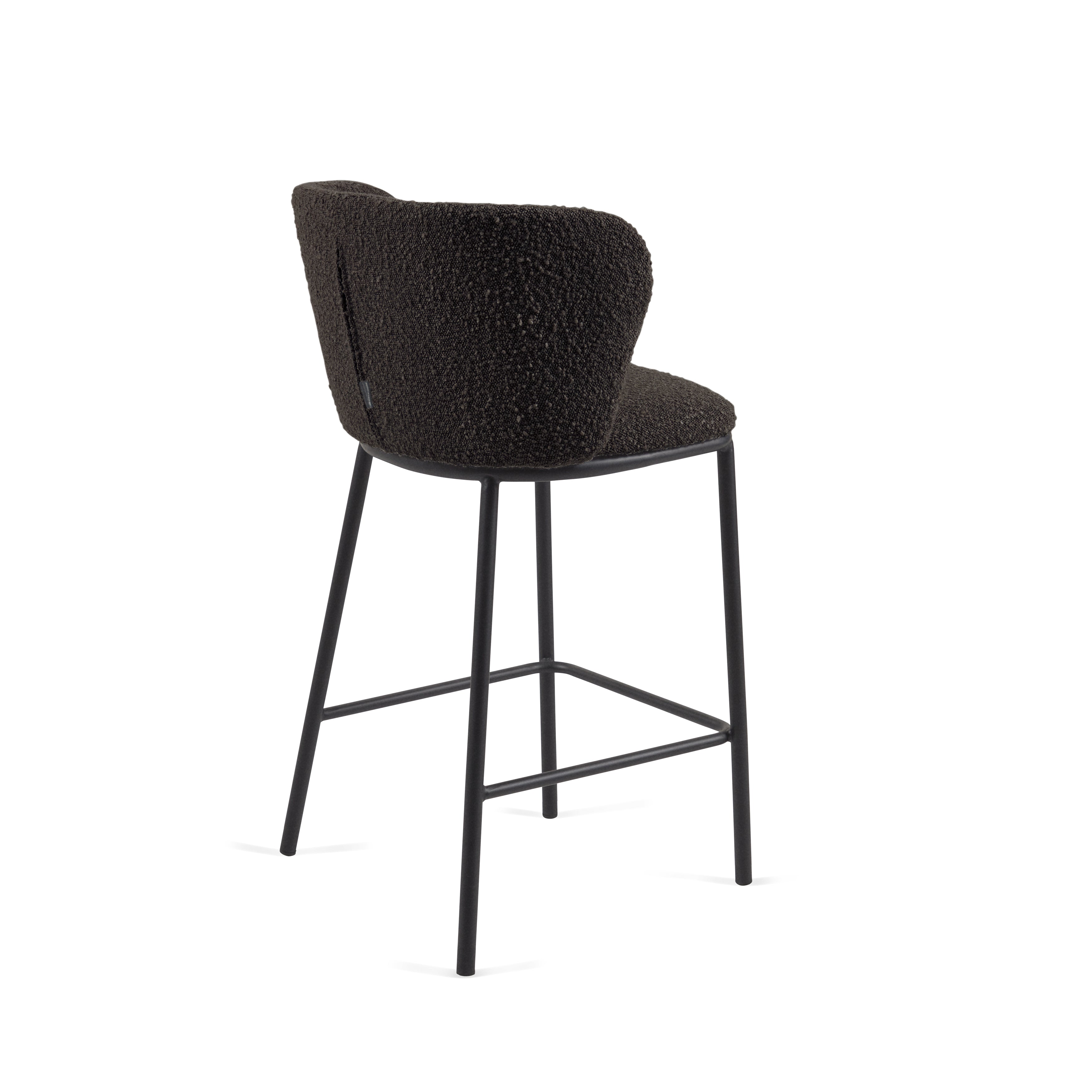 Ciselia stool with black bouclé and black steel legs, height 65 cm FSC Mix Credit - Product Image