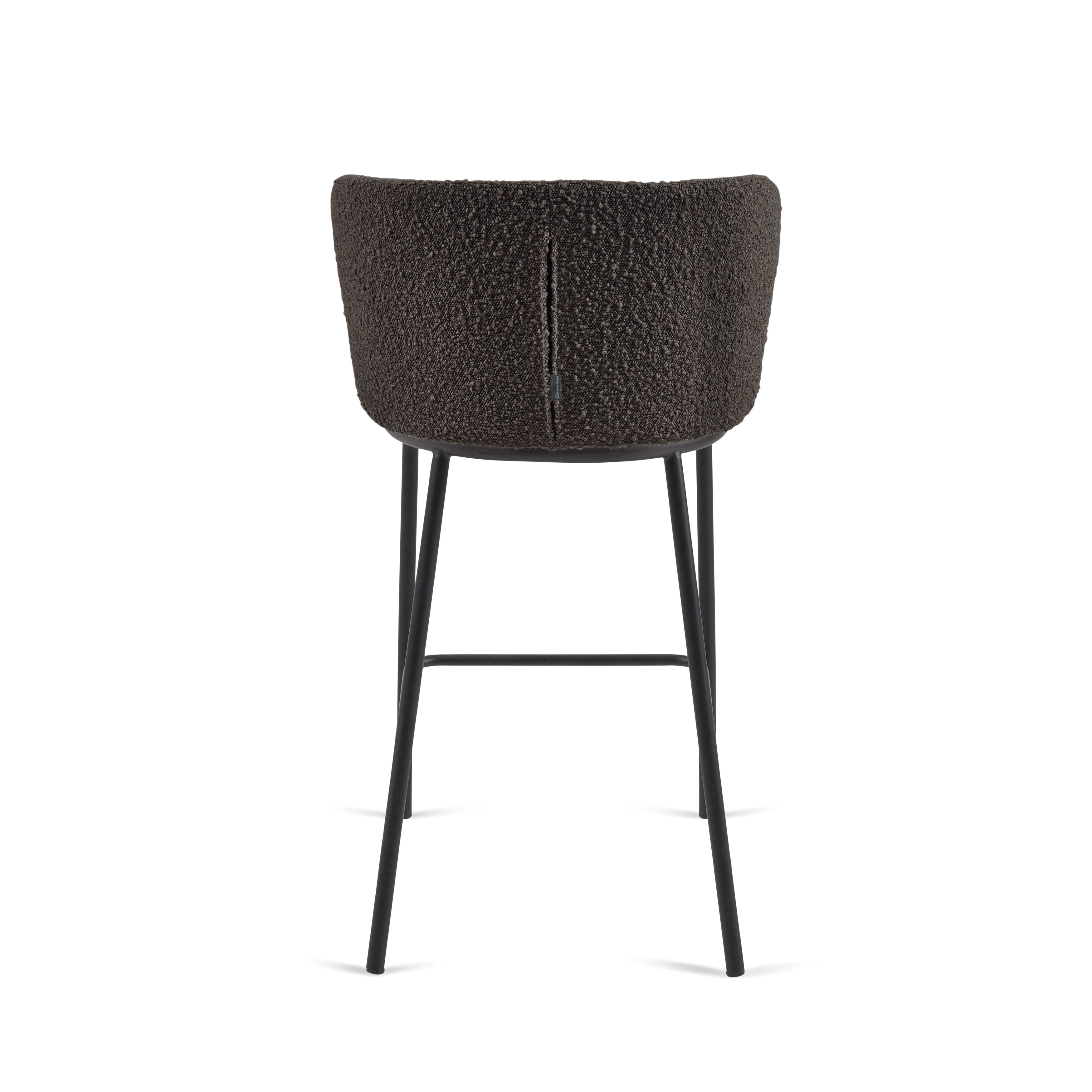 Ciselia stool with black bouclé and black steel legs, height 65 cm FSC Mix Credit - Product Image
