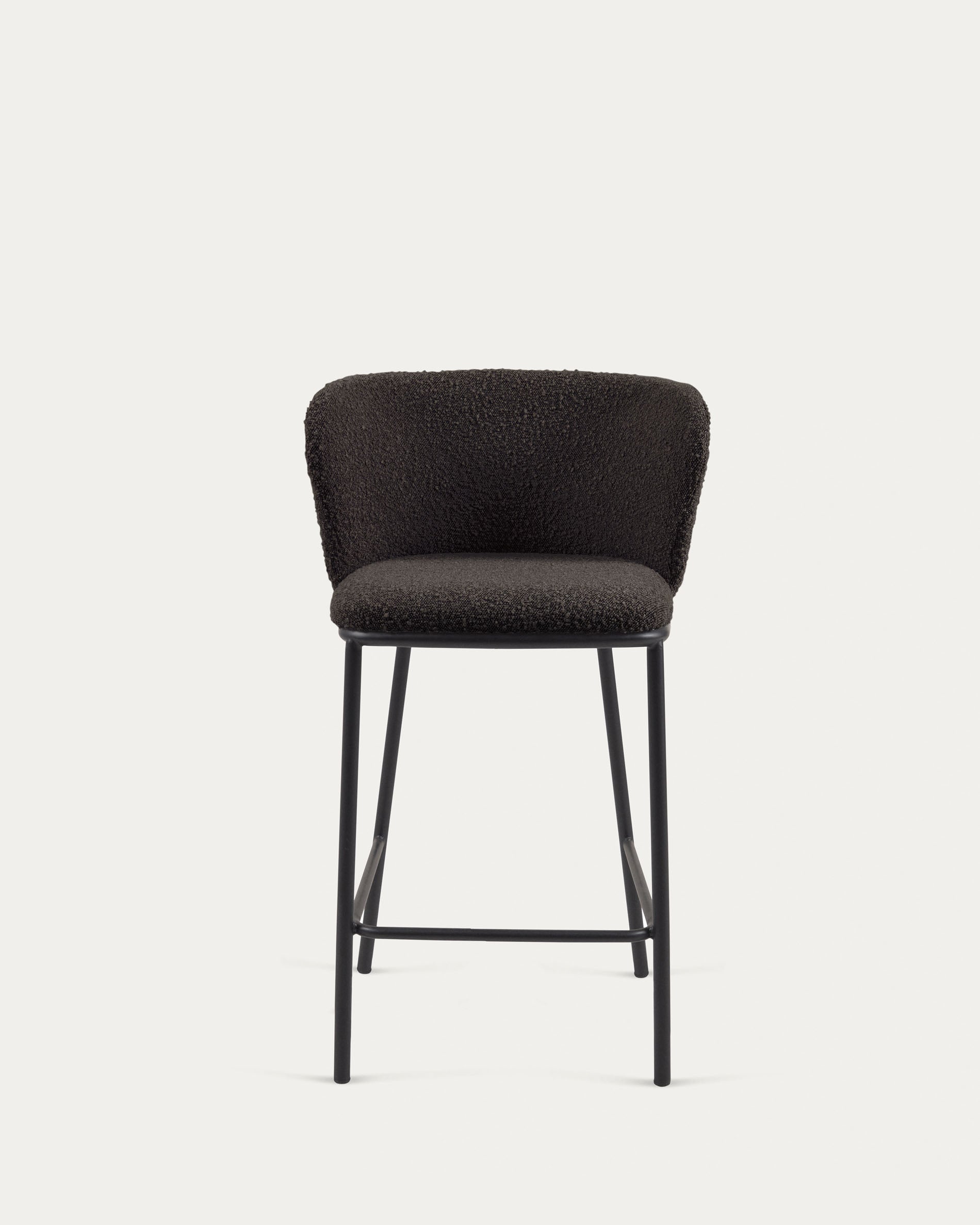 Ciselia stool with black bouclé and black steel legs, height 65 cm FSC Mix Credit - Product View