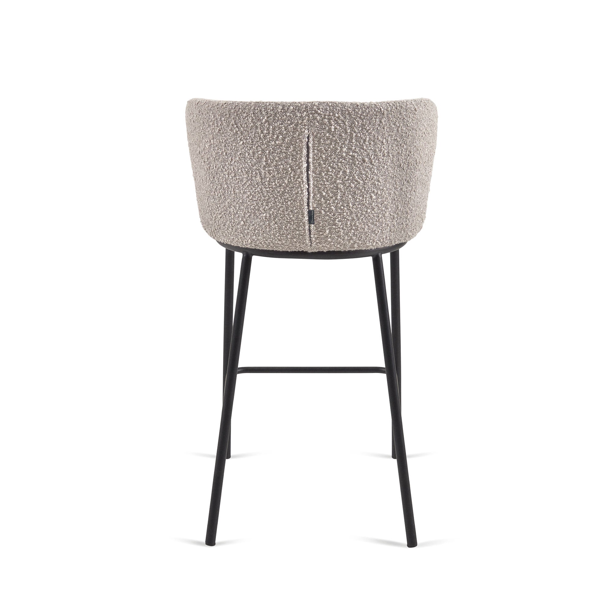 Ciselia stool with light grey bouclé and black steel legs height 65 cm FSC Mix Credit - Product Image