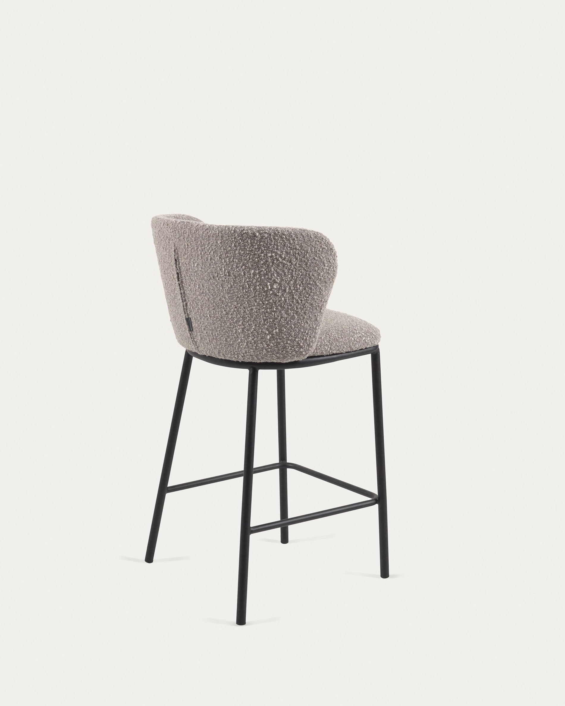 Ciselia stool with light grey bouclé and black steel legs height 65 cm FSC Mix Credit - Product View