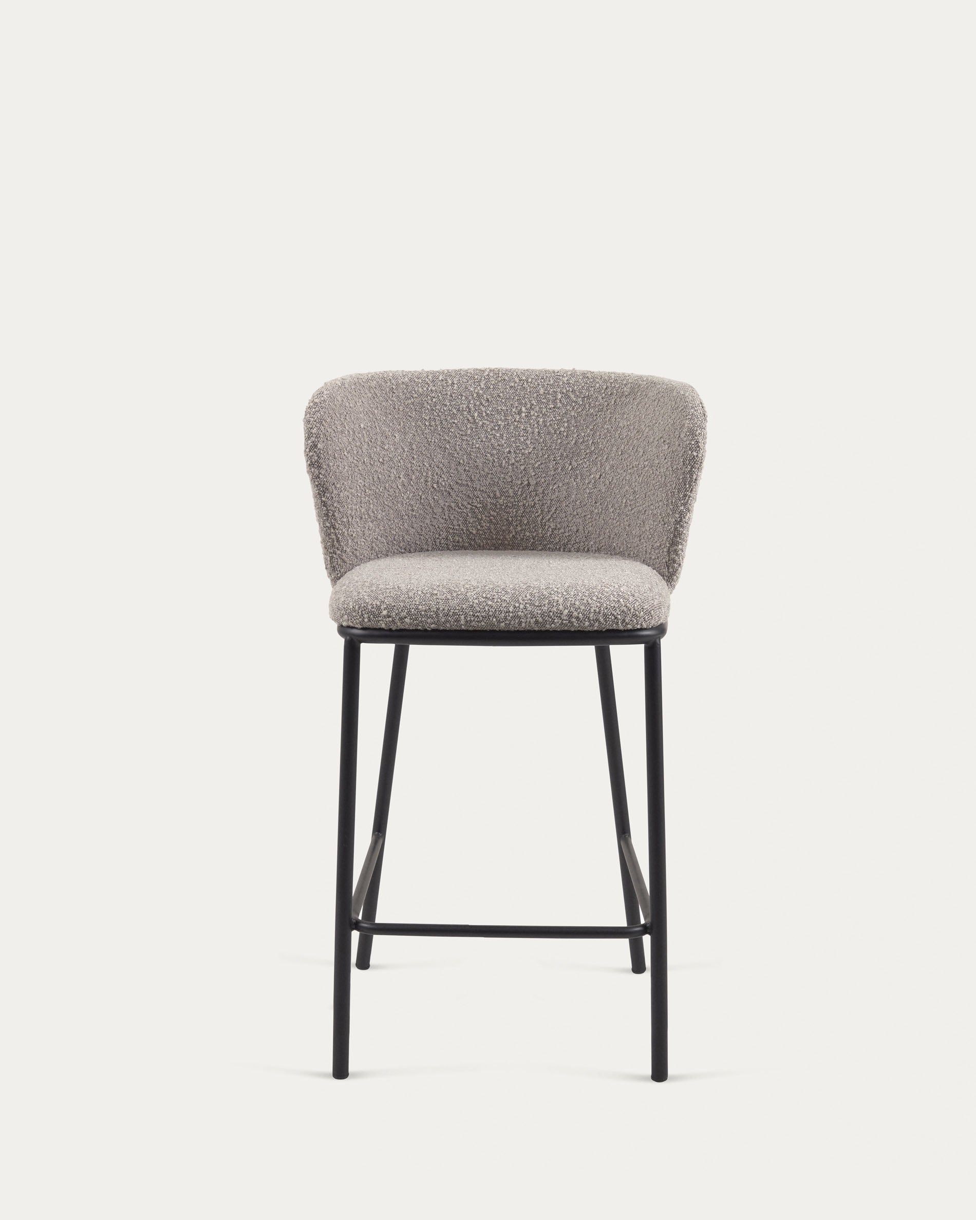 Ciselia stool with light grey bouclé and black steel legs height 65 cm FSC Mix Credit - Product View