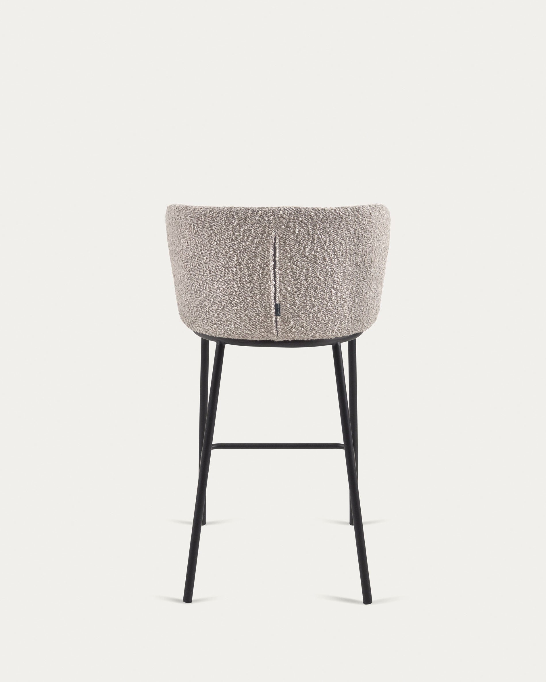 Ciselia stool with light grey bouclé and black steel legs height 65 cm FSC Mix Credit - Product View