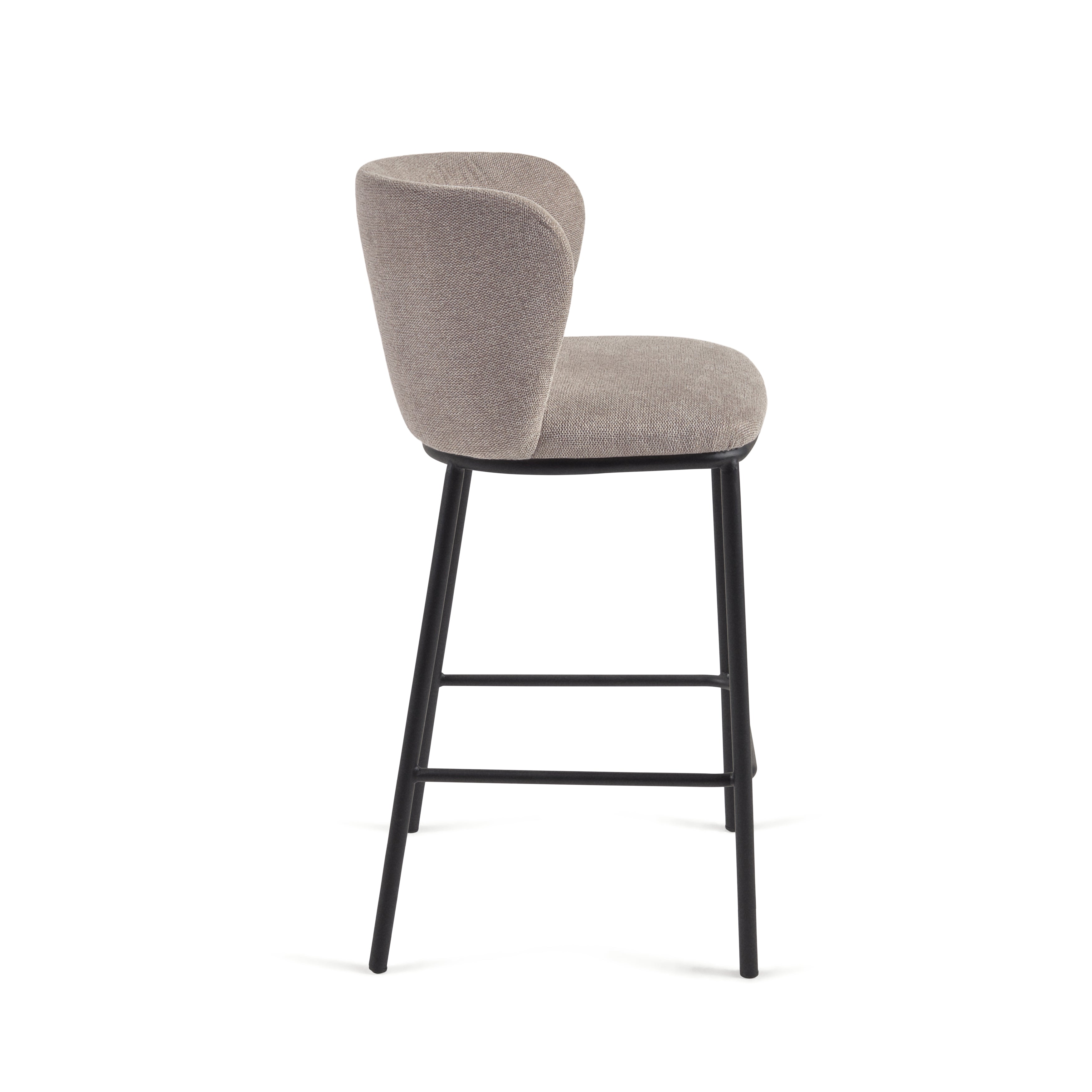 Ciselia stool in brown chenille with steel legs in black, 65 cm height FSC Mix Credit - Product Image