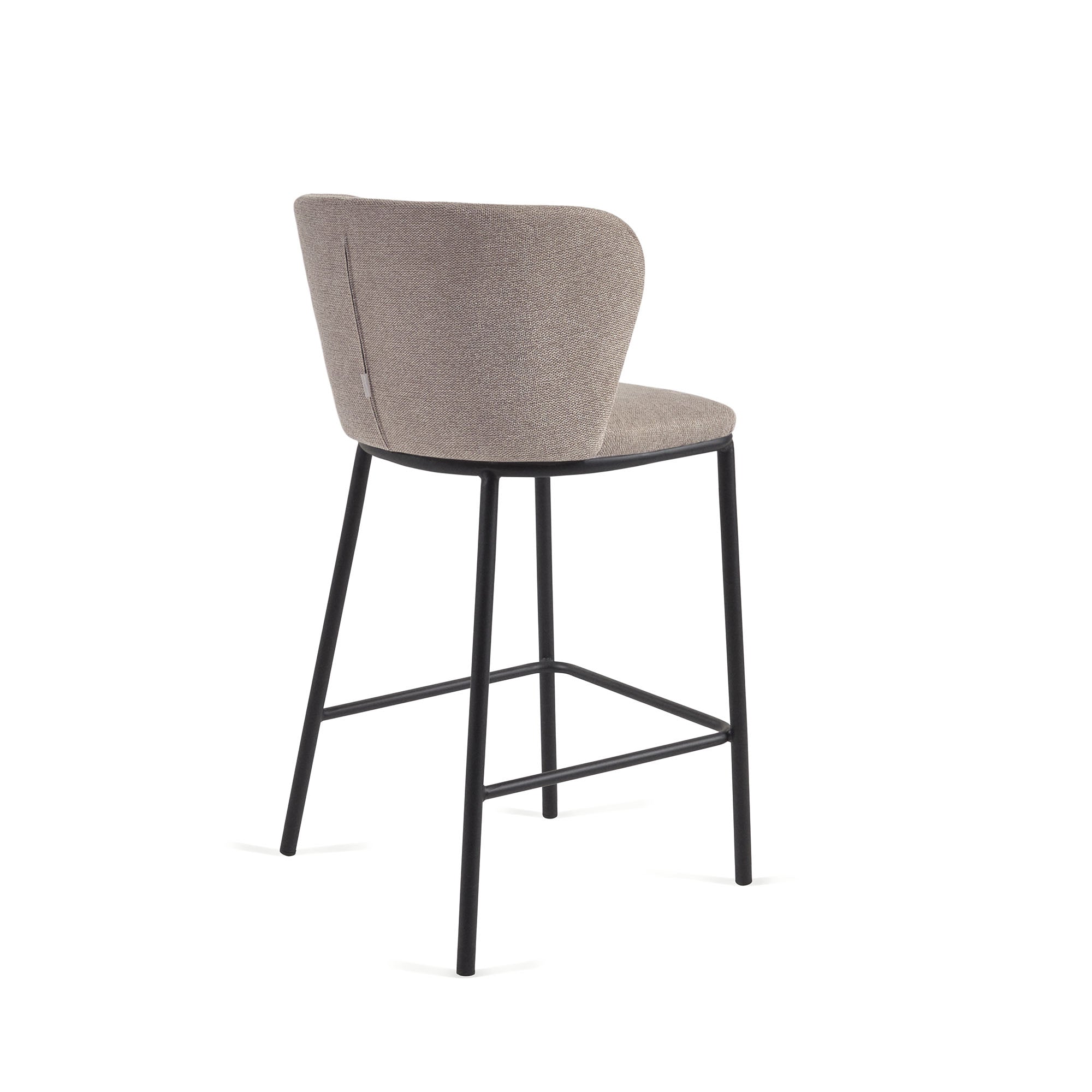 Ciselia stool in brown chenille with steel legs in black, 65 cm height FSC Mix Credit - Product Image