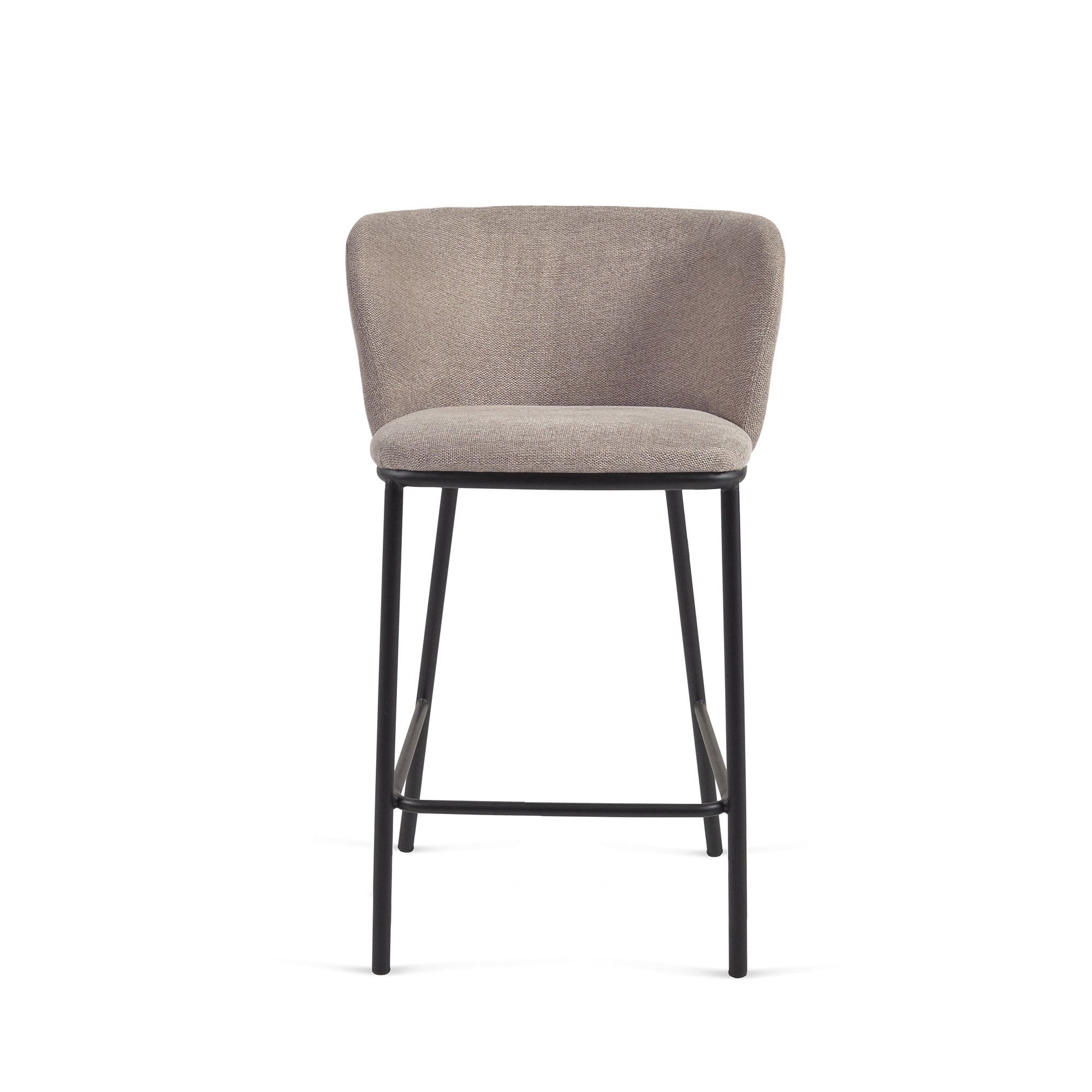 Ciselia stool in brown chenille with steel legs in black, 65 cm height FSC Mix Credit - Product Image