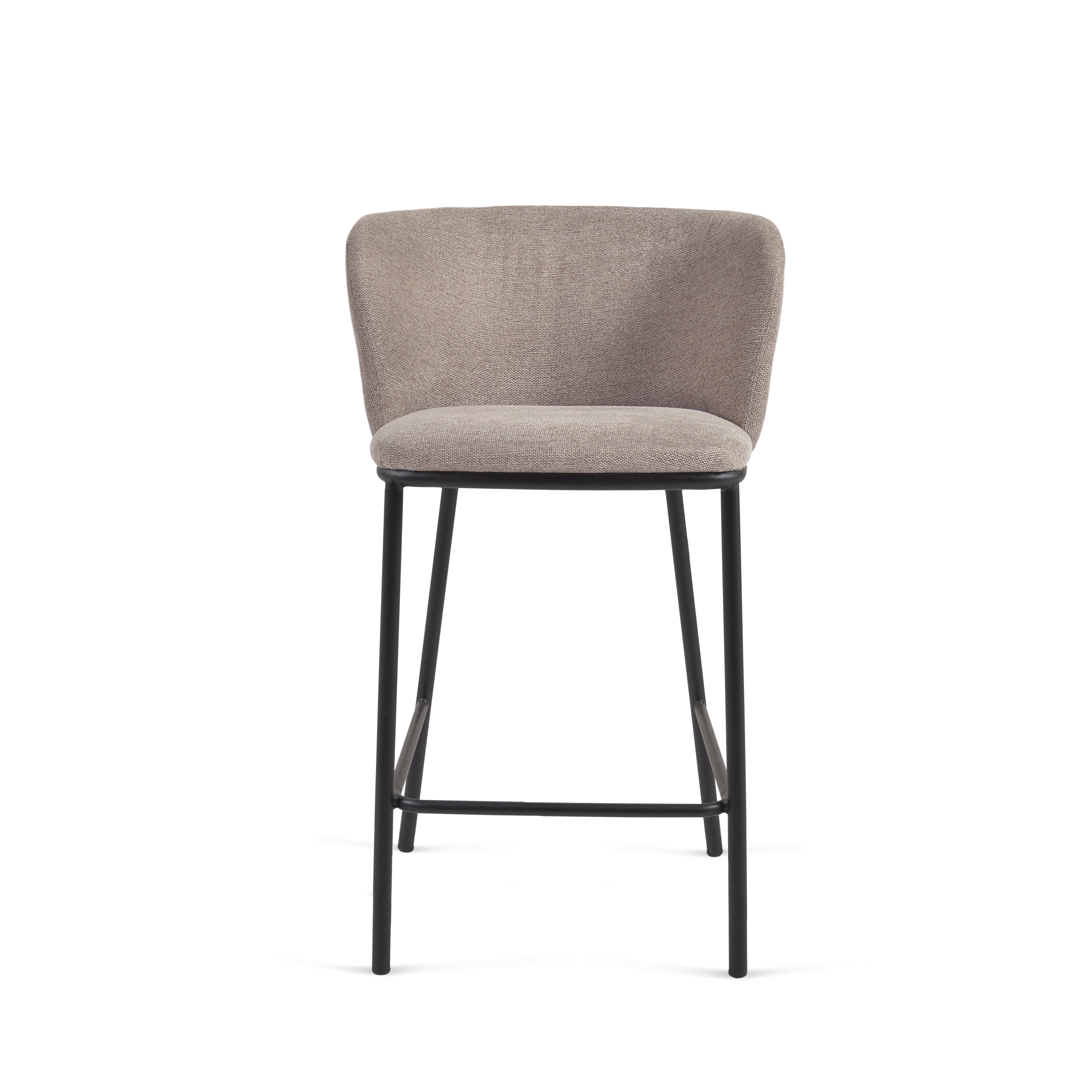 Ciselia stool in brown chenille with steel legs in black, 65 cm height FSC Mix Credit - Product Image