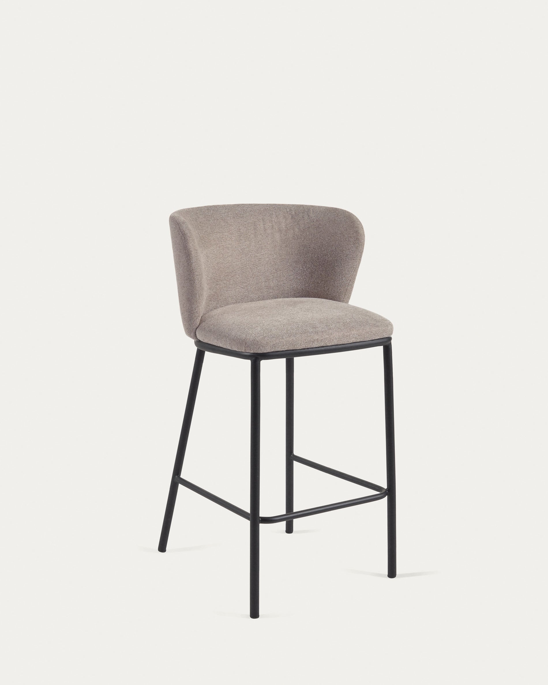 Ciselia stool in brown chenille with steel legs in black, 65 cm height FSC Mix Credit - Product View